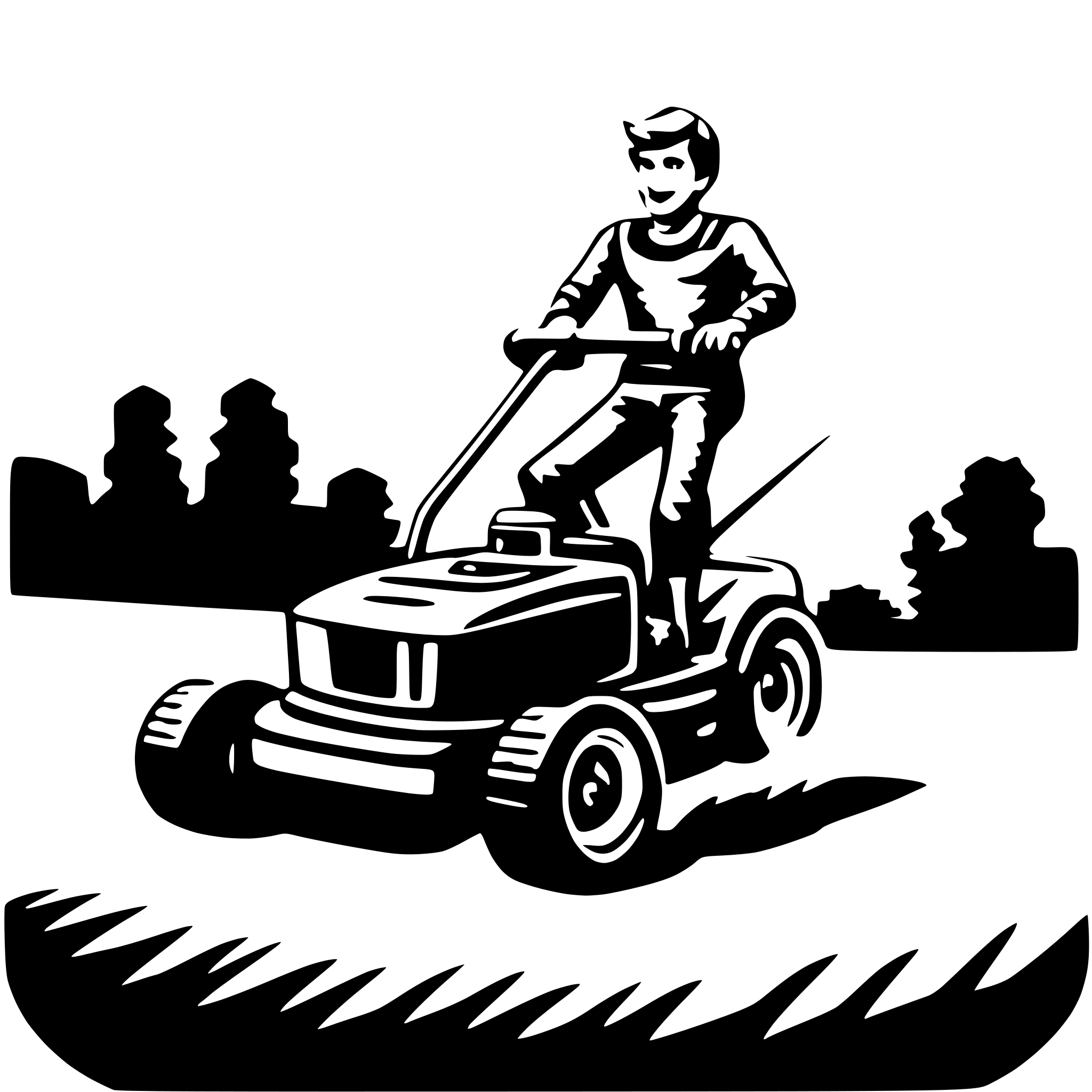AI-generated SVG of 'flying man lawn mower'