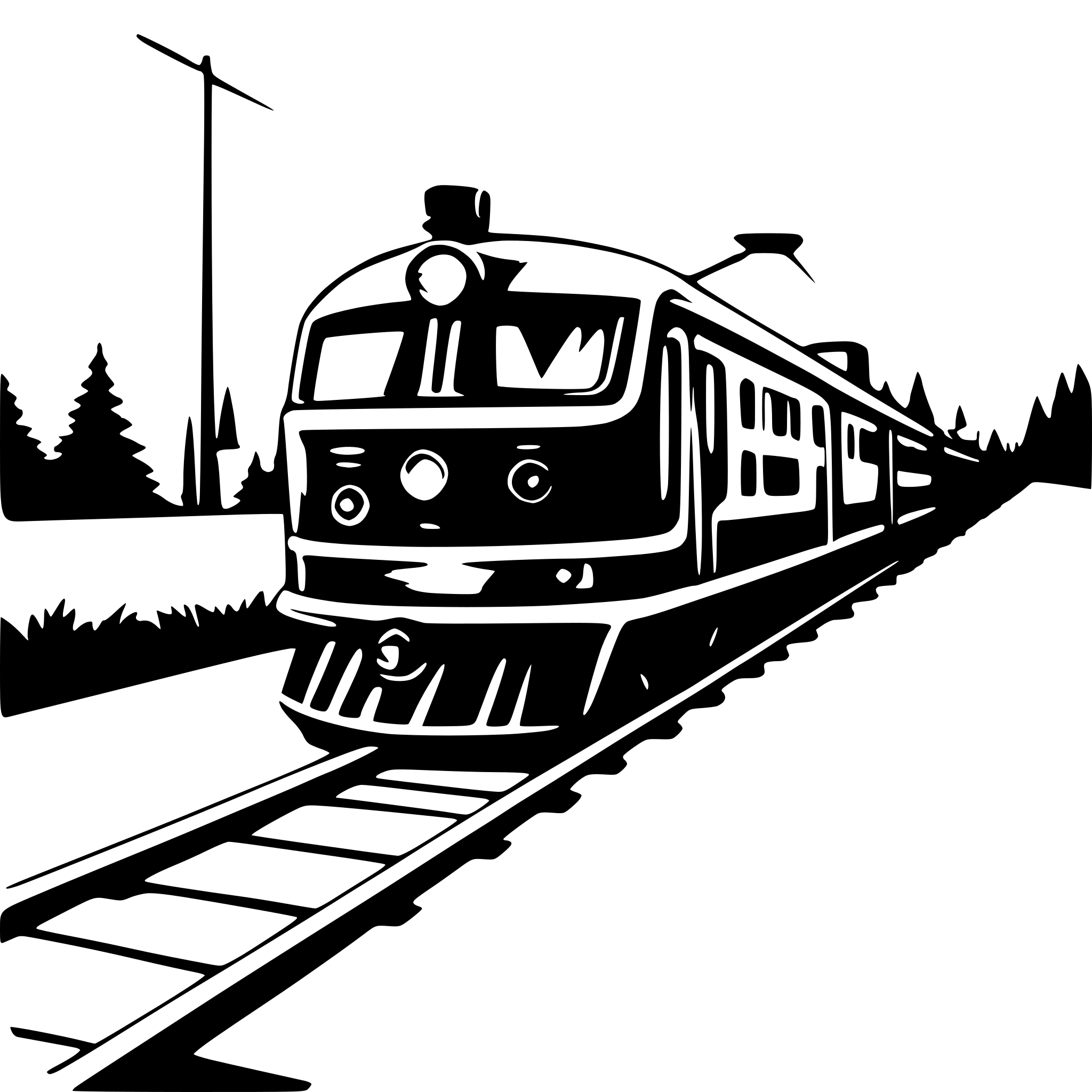 AI-generated SVG of 'a train modern looking animated around the image with perspective and red,orange,,yellow color, modern, simple, black edges,animated with svg rules and js'