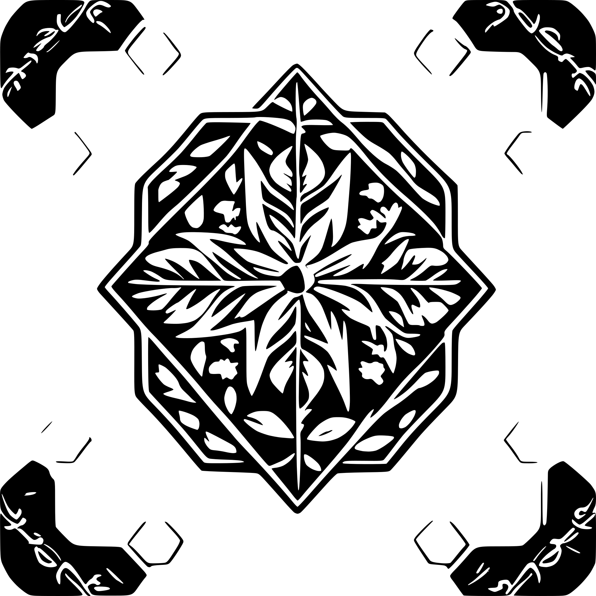 AI-generated SVG of a 1 color hexagon with geometric floral boarder