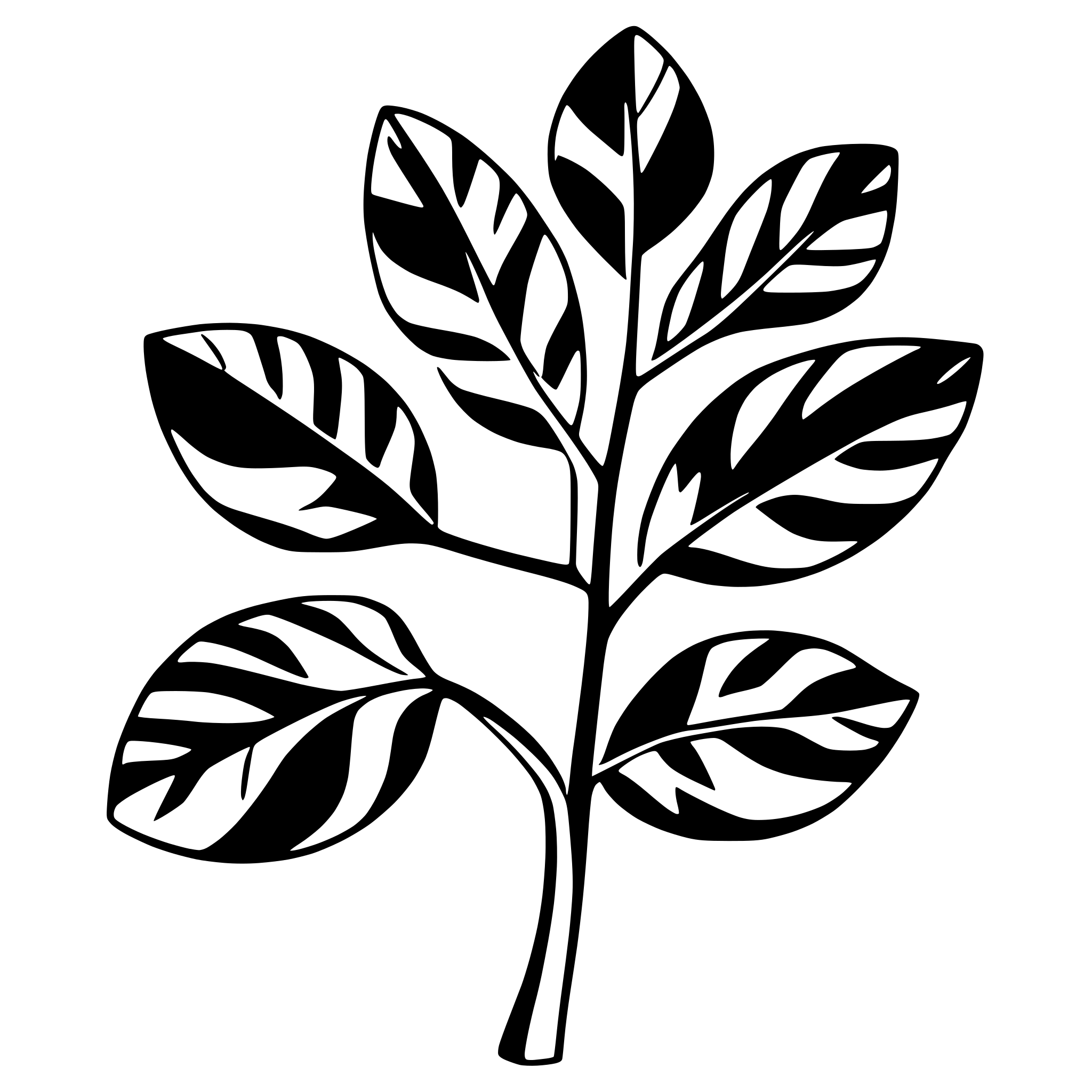 AI-generated SVG of a A tree branch with leaves. Contour style