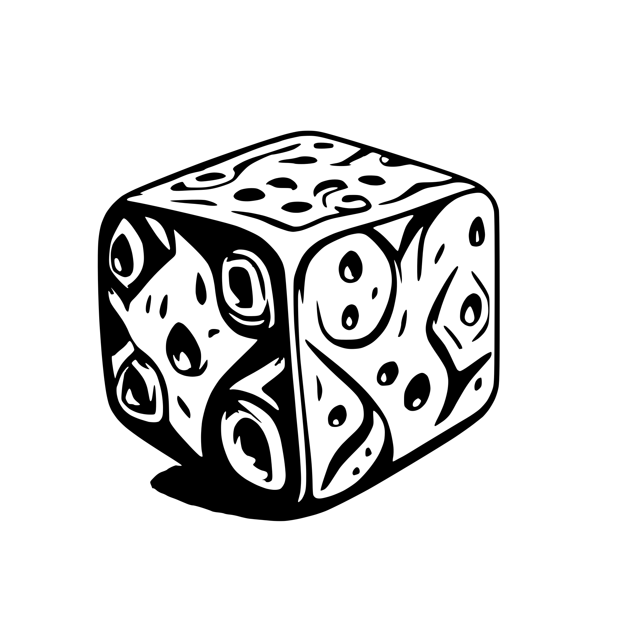 AI-generated SVG of a 5 6-sided dice