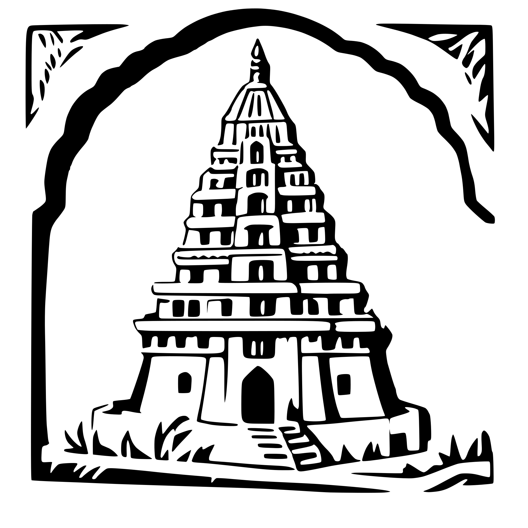 AI-generated SVG of a south indian temple gopuram as shown in picture style for laser cutting in layers fomat