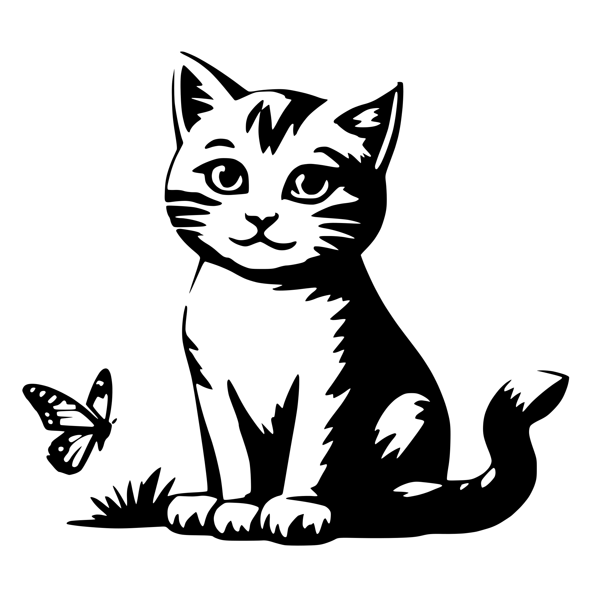 AI-generated SVG of a cute kitten and butterfly