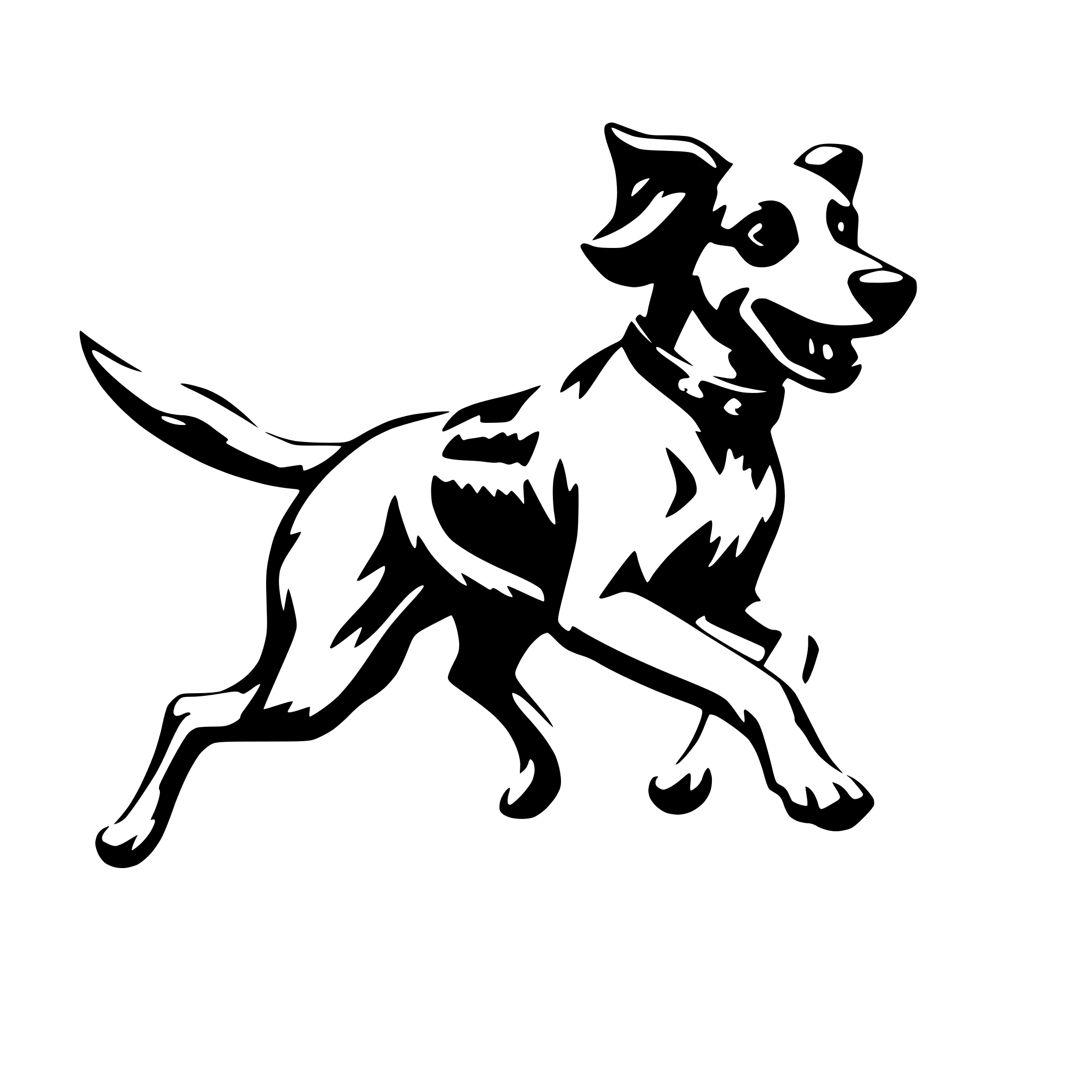 AI-generated SVG of 'running dog, view side'