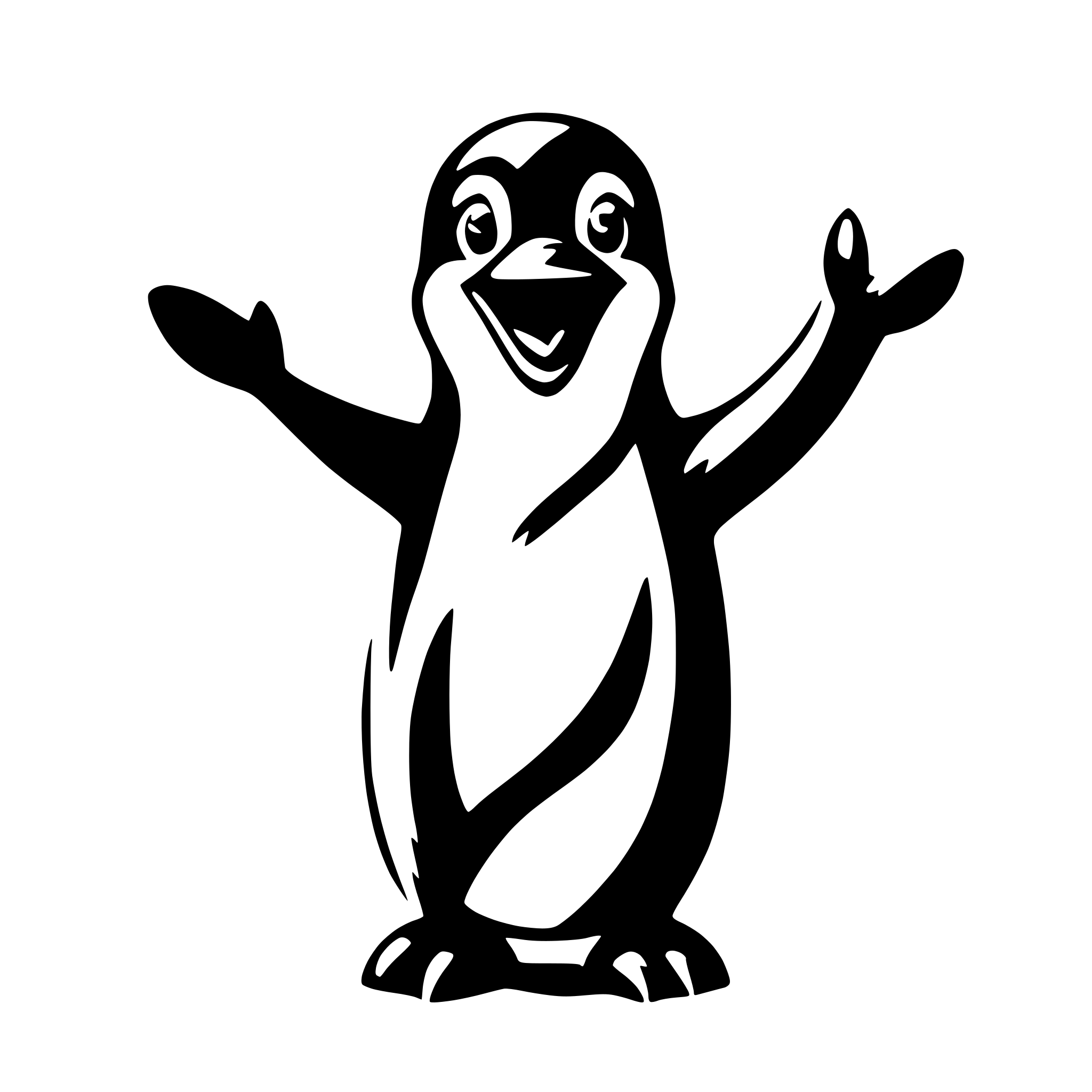 AI-generated SVG of a happy waving penguin
