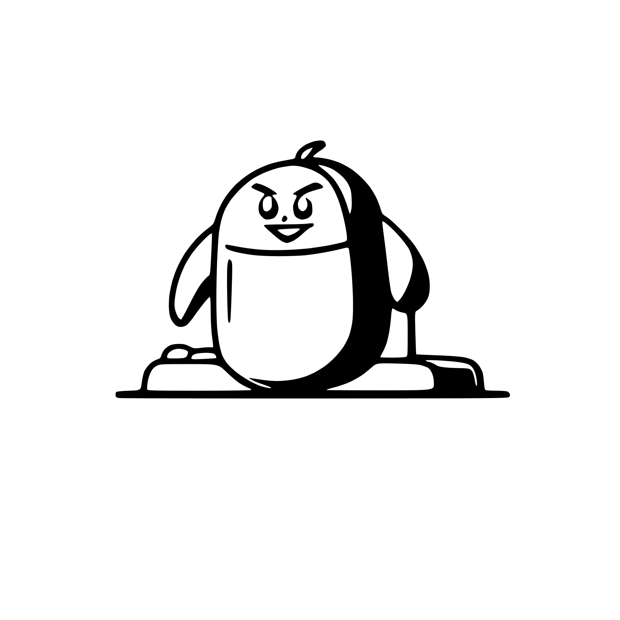 AI-generated SVG of a Create an SVG illustration of a cartoon-style penguin doing pushups. The penguin should have a determined expression, with its wings slightly bent for support and its body lowered close to the ground. The scene should include subtle motion lines to emphasize movement. Keep the design simple, clean, and visually appealing, with smooth curves and a minimal color palette of black, white, and orange. The background should be minimal or optional for flexibility.