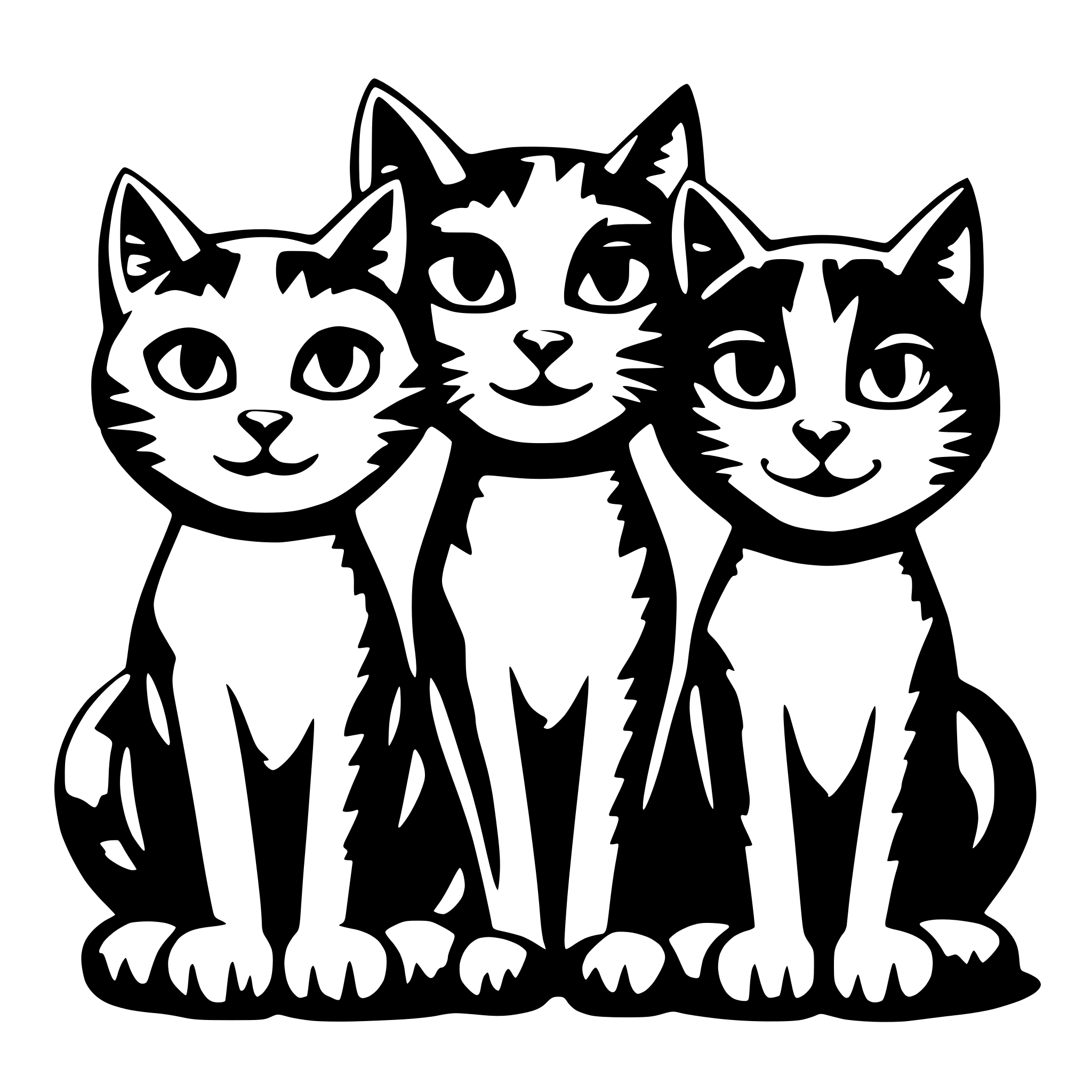 AI-generated SVG of '3 evil cats'