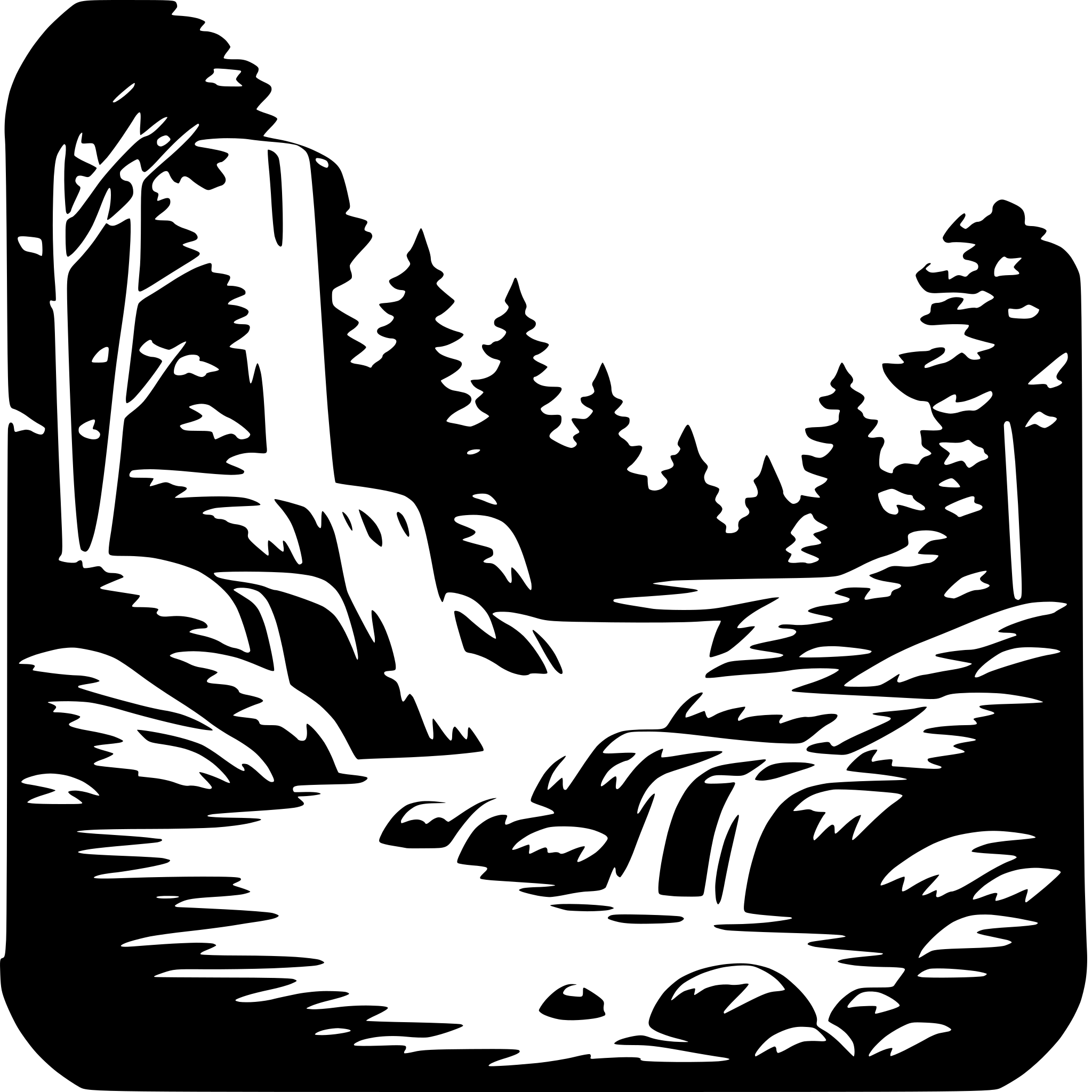 AI-generated SVG of a waterfall in forest