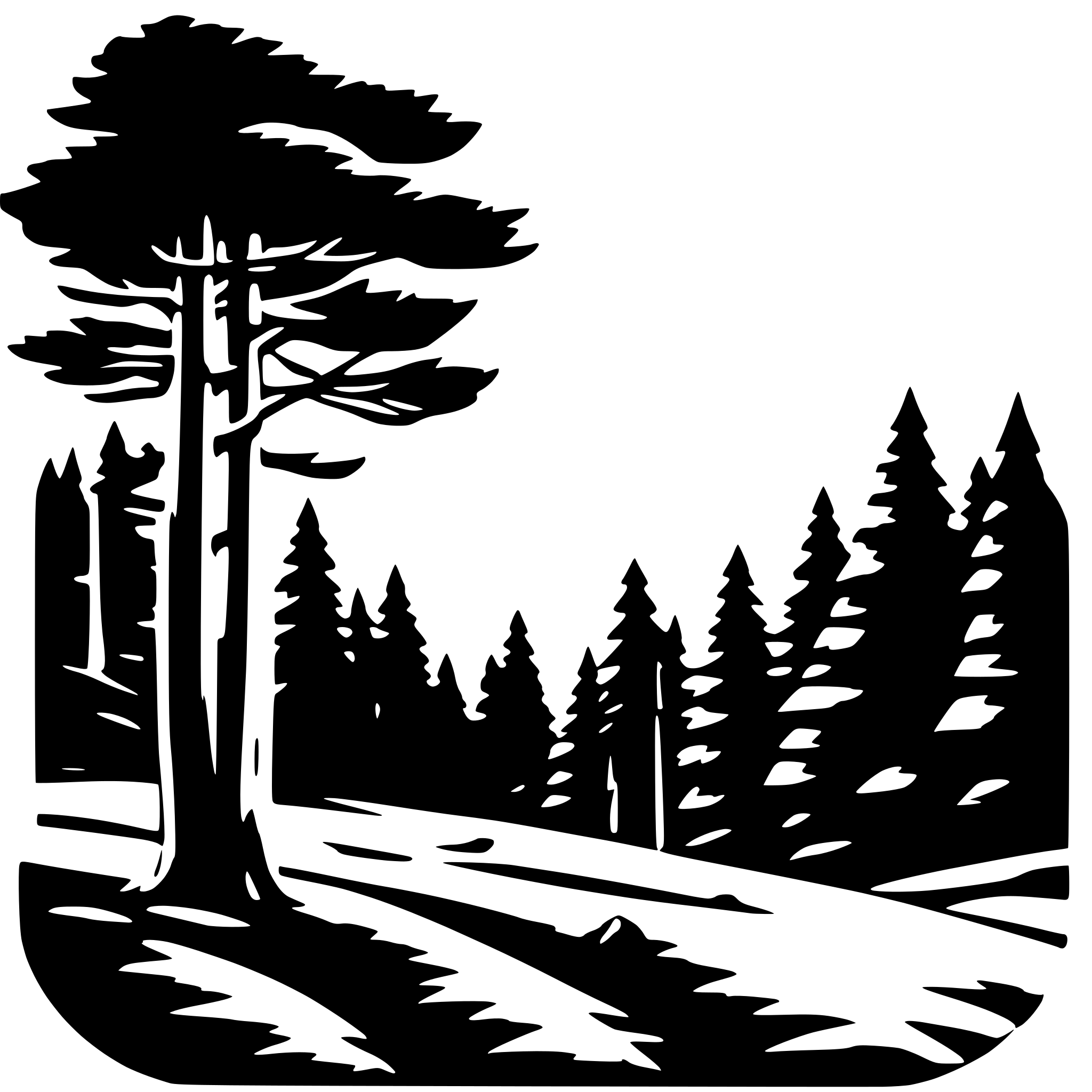AI-generated SVG of 'pine forest and mountain'