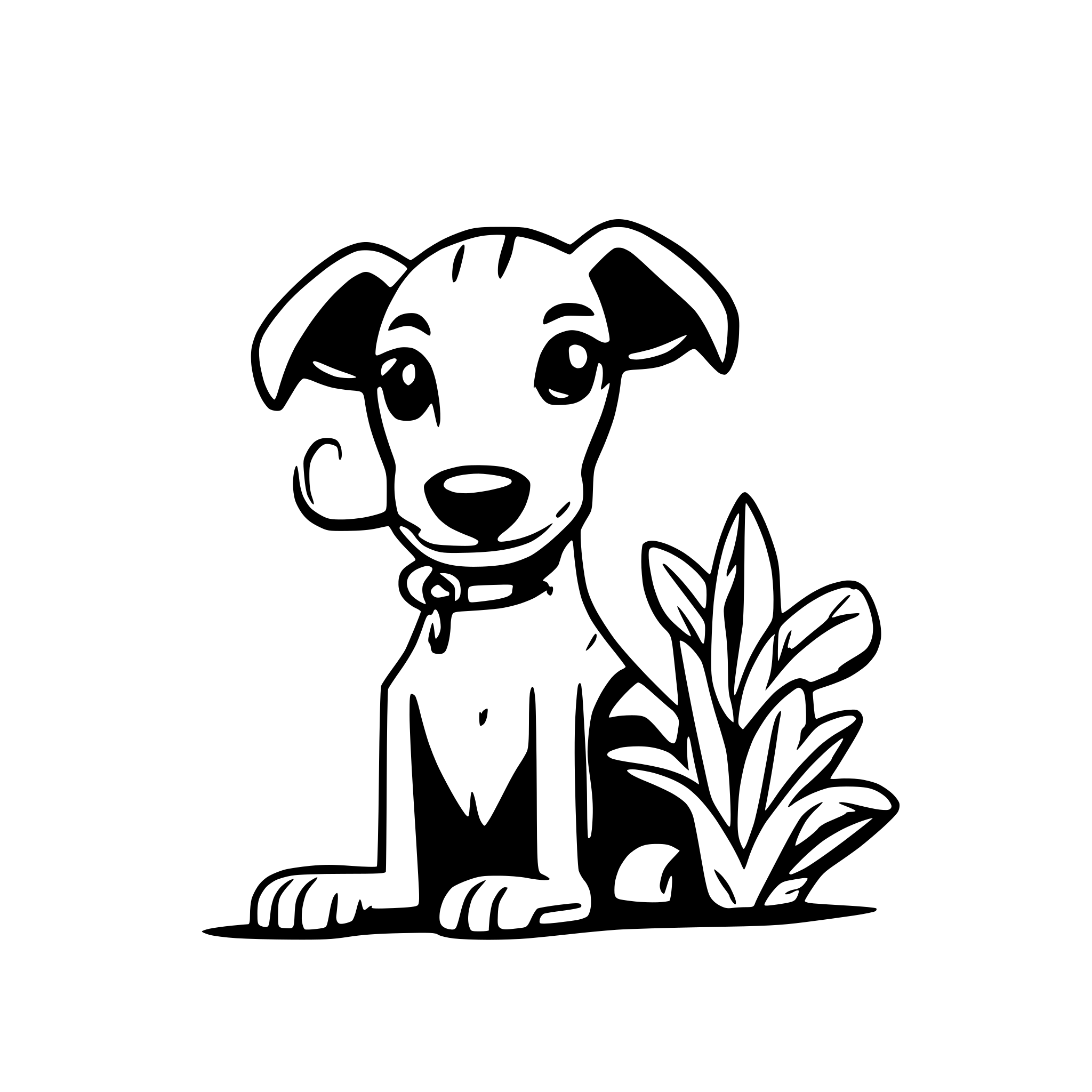 AI-generated SVG of a A greyhound that is peeing on a flower