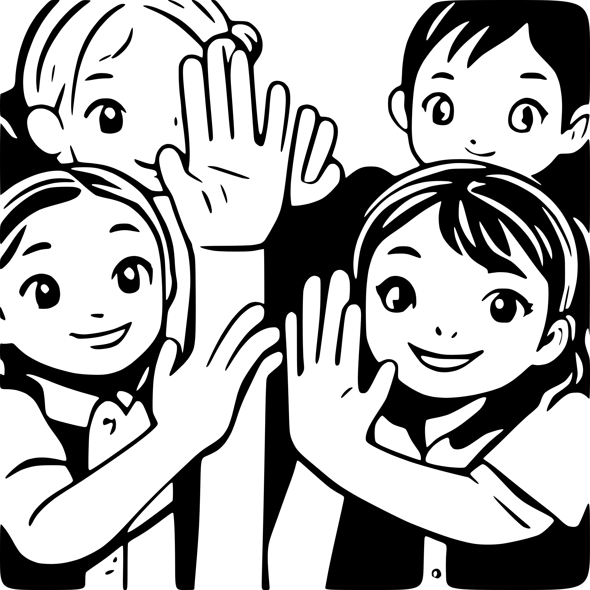 AI-generated SVG of a many childsren who holding on their hands