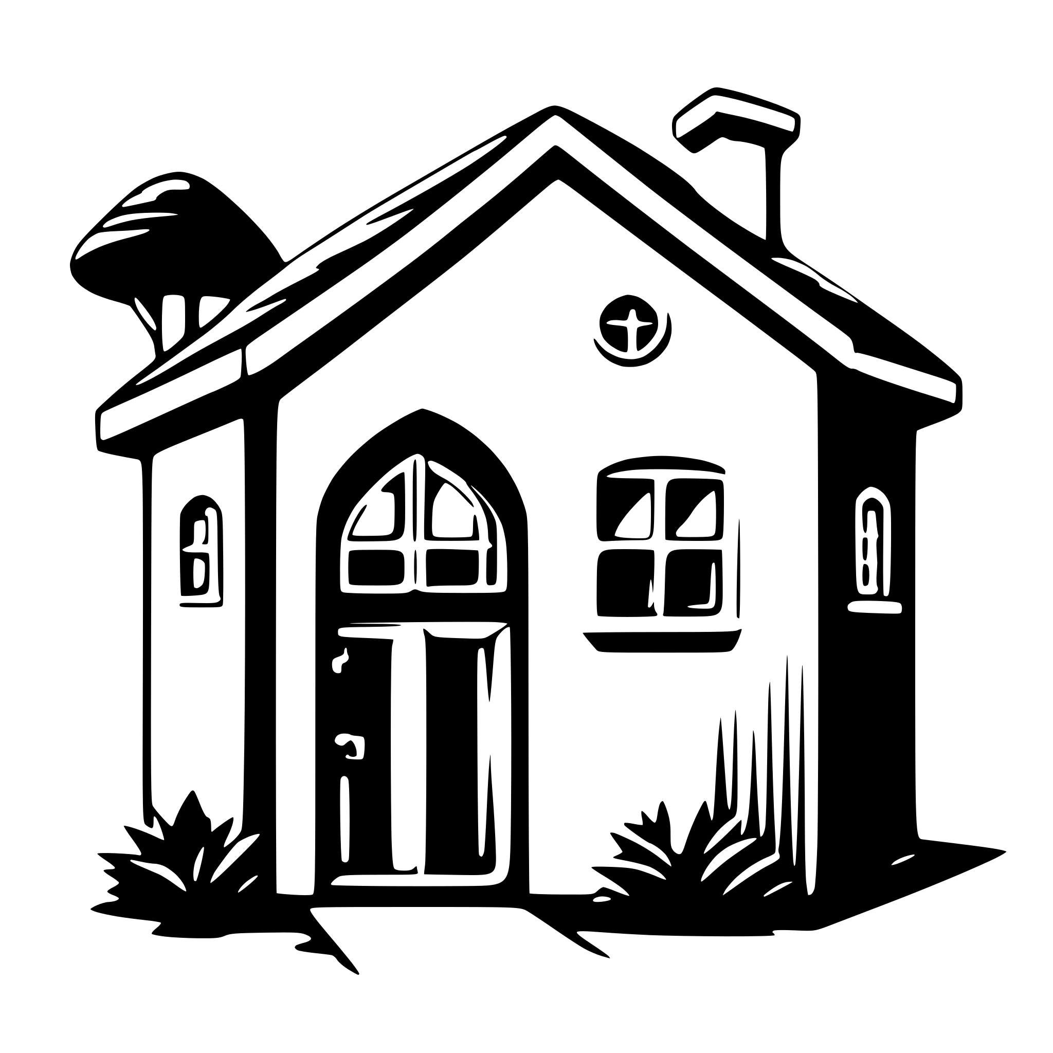 AI-generated SVG of 'a house with a front door animated to be drawn from the ground up starting with the walls then door and finally a roof'