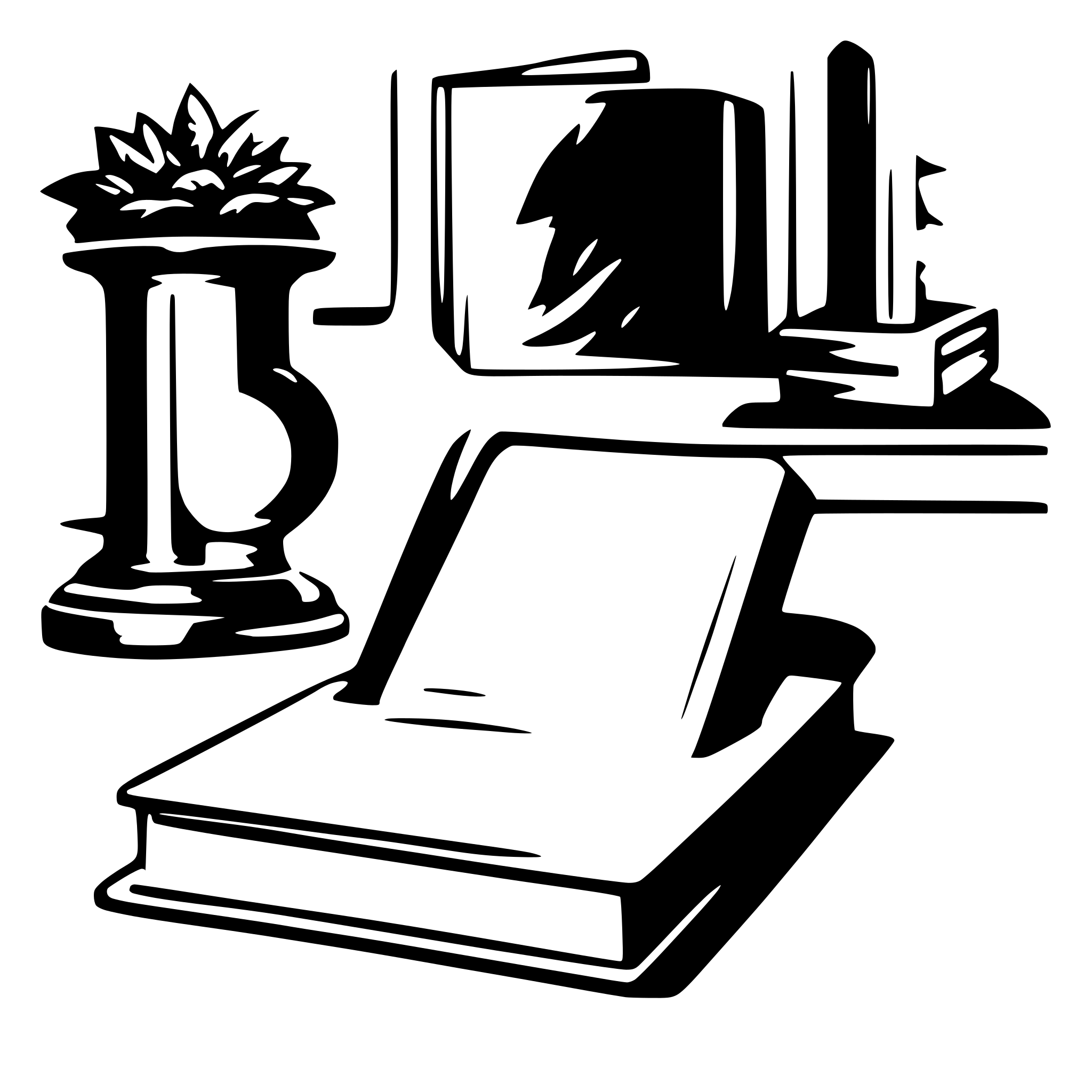 AI-generated SVG of a PC with book in the background
