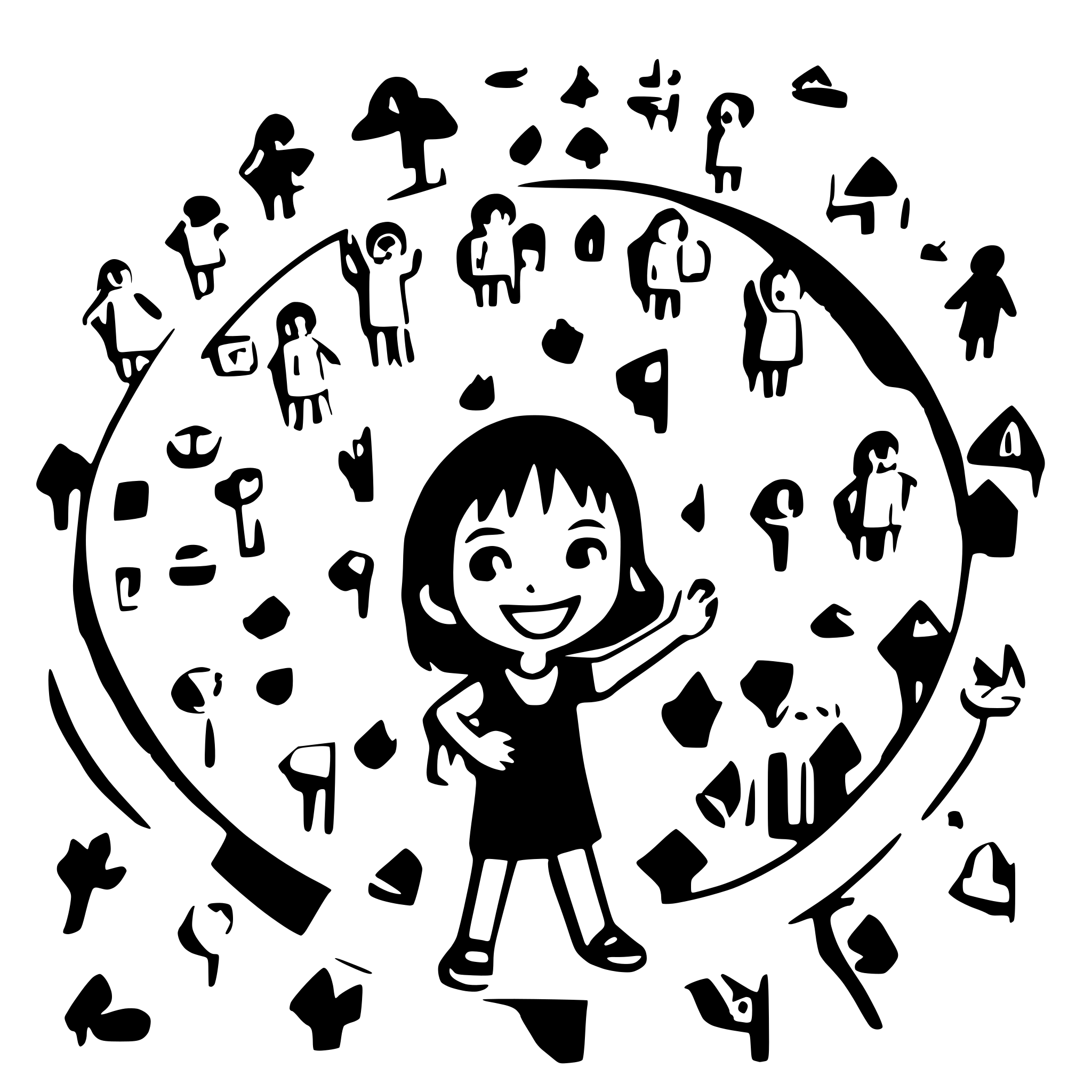 AI-generated SVG of a many children with smiling face paying on the playground