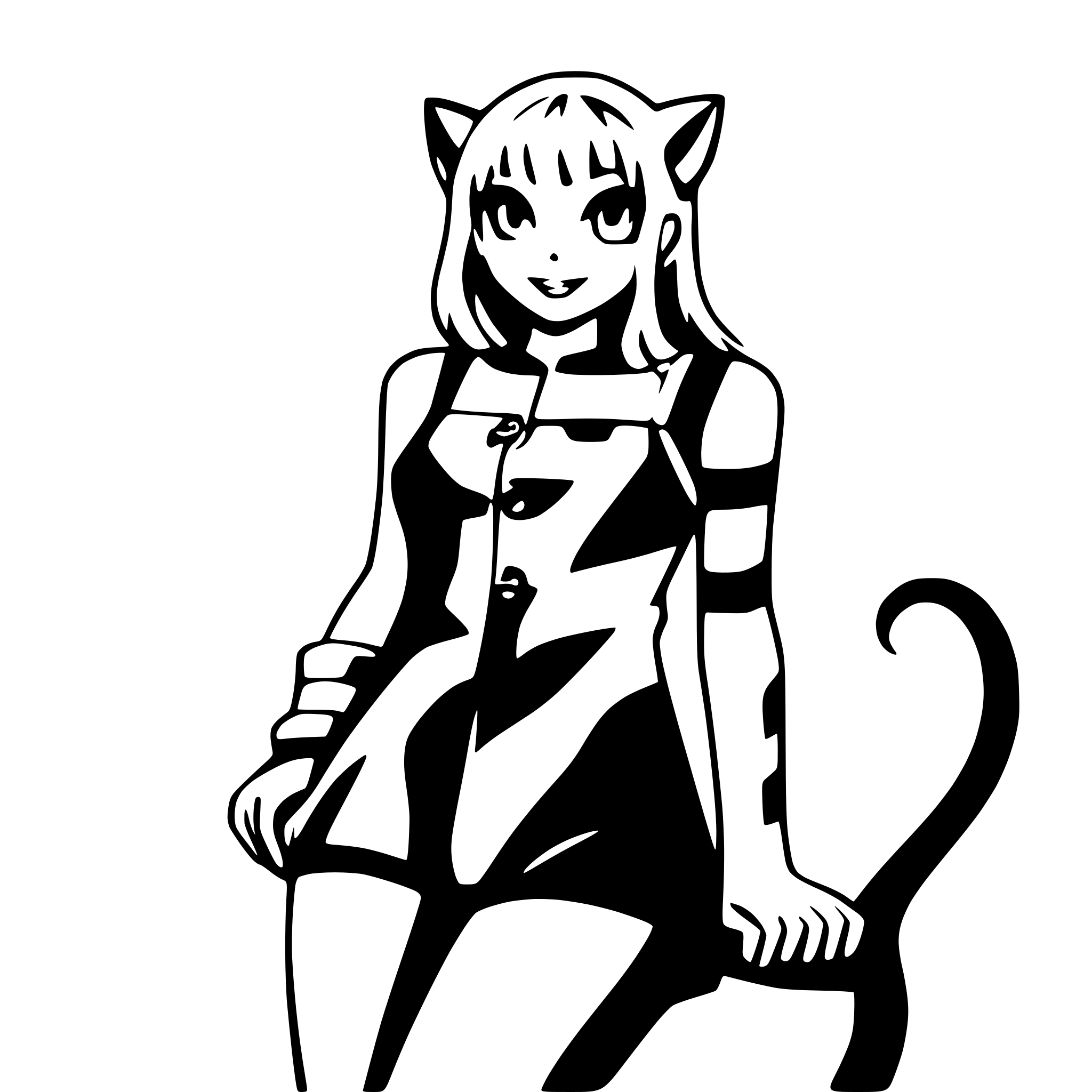 AI-generated SVG of a sideways laying down cat girl