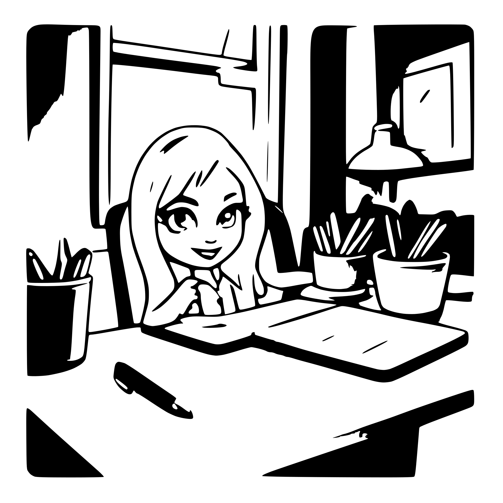 AI-generated SVG of 'paperwork on desk'