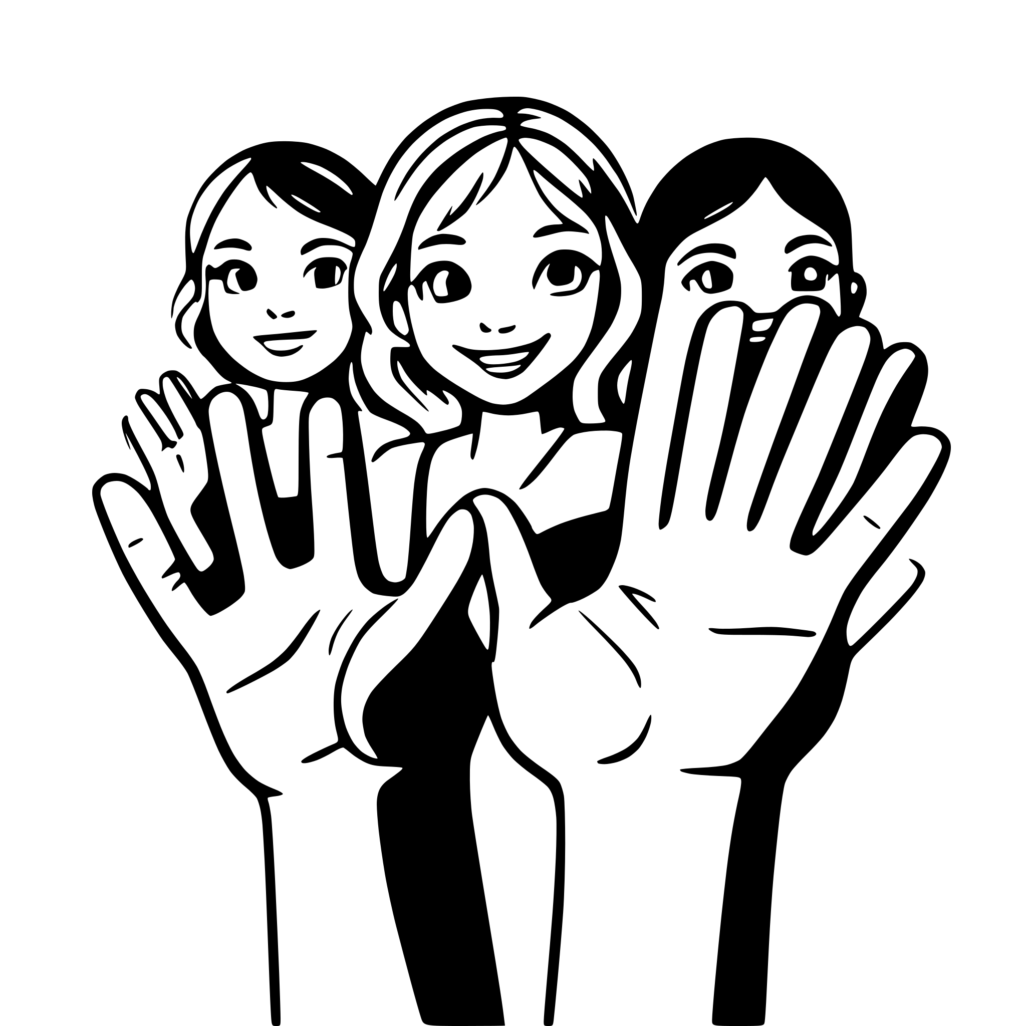 AI-generated SVG of a many childsren who holding on their hands