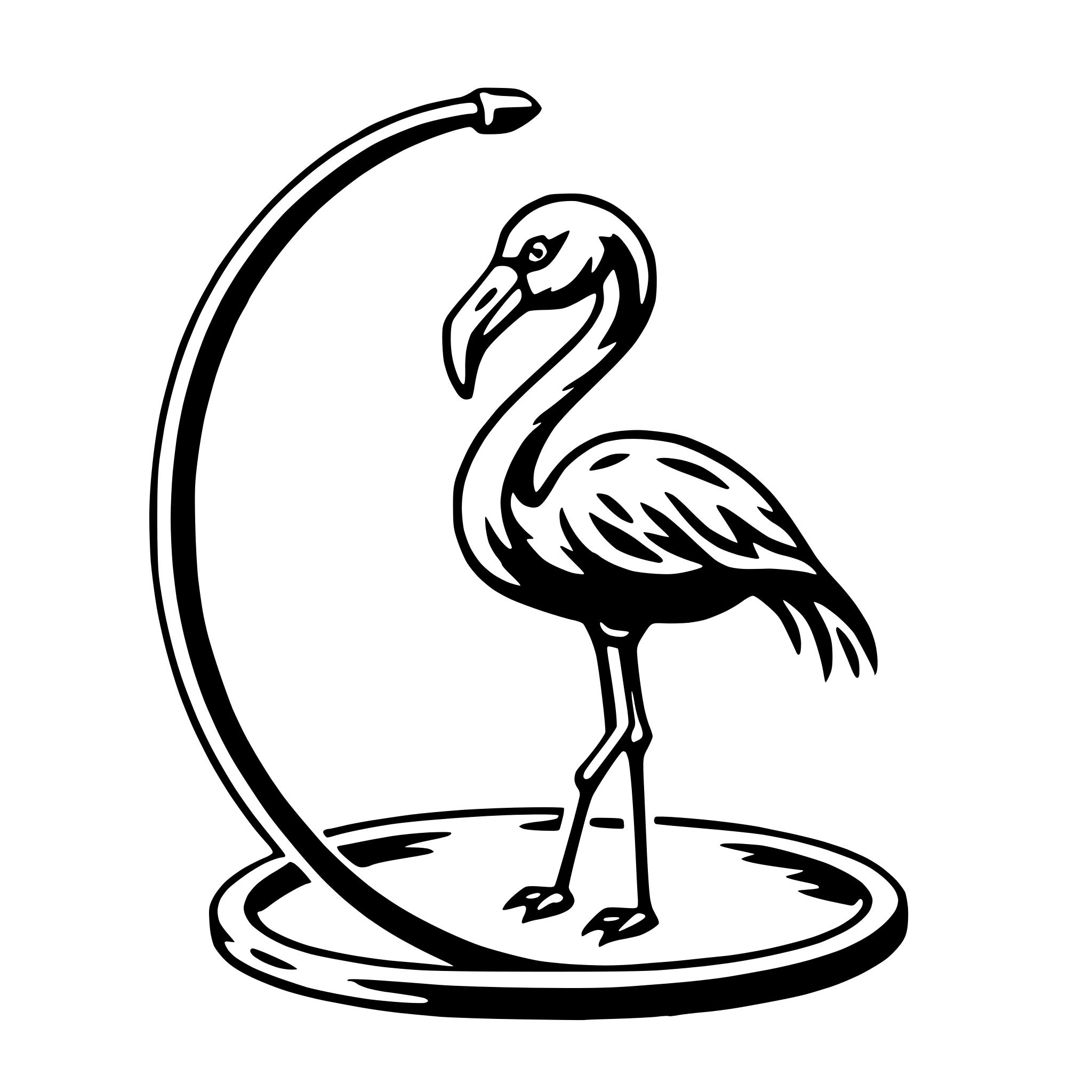 AI-generated SVG of a flamingo with hula hoop