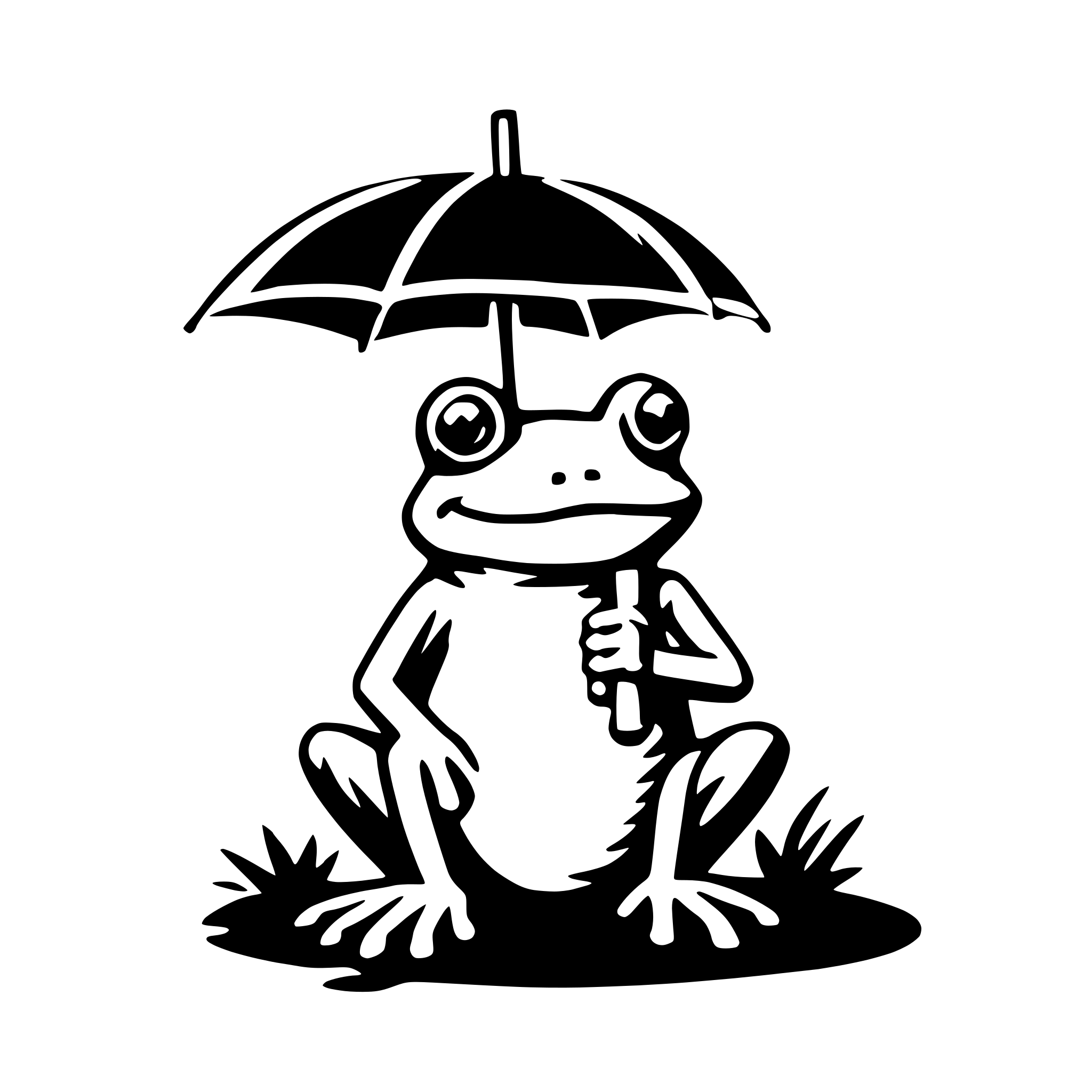 AI-generated SVG of a frog with umbrella