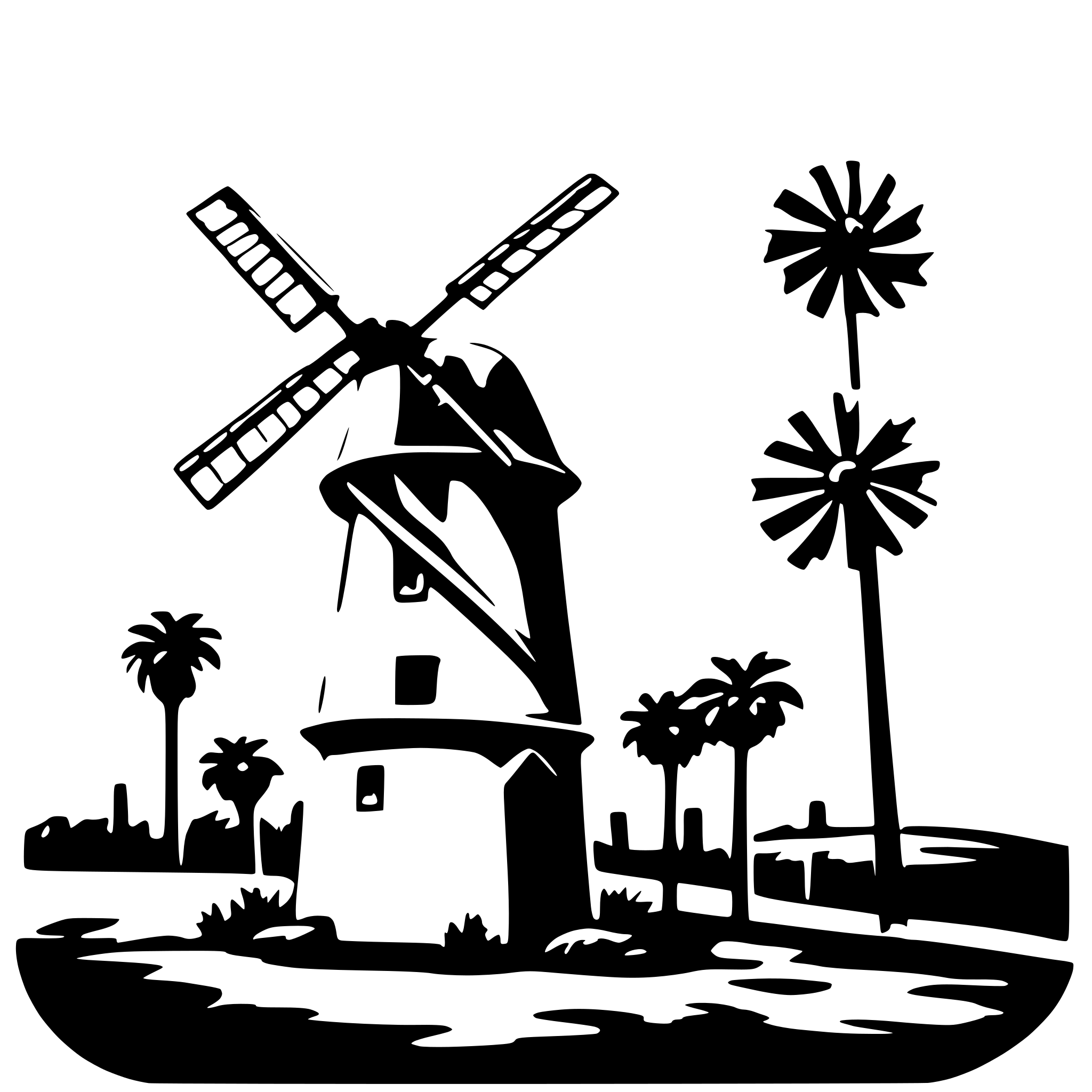 AI-generated SVG of a karoo farm metal frame windmill