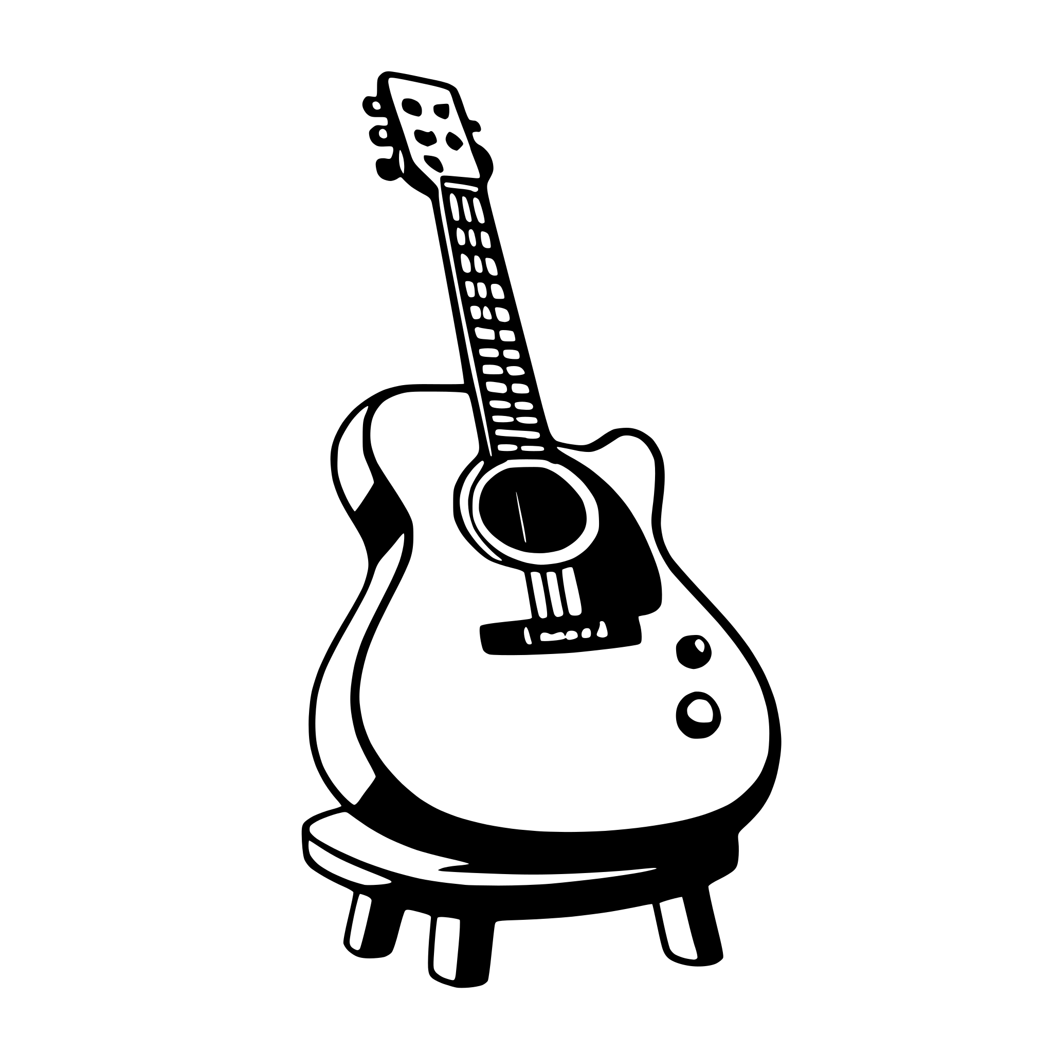 AI-generated SVG of a guitar leaning on chair