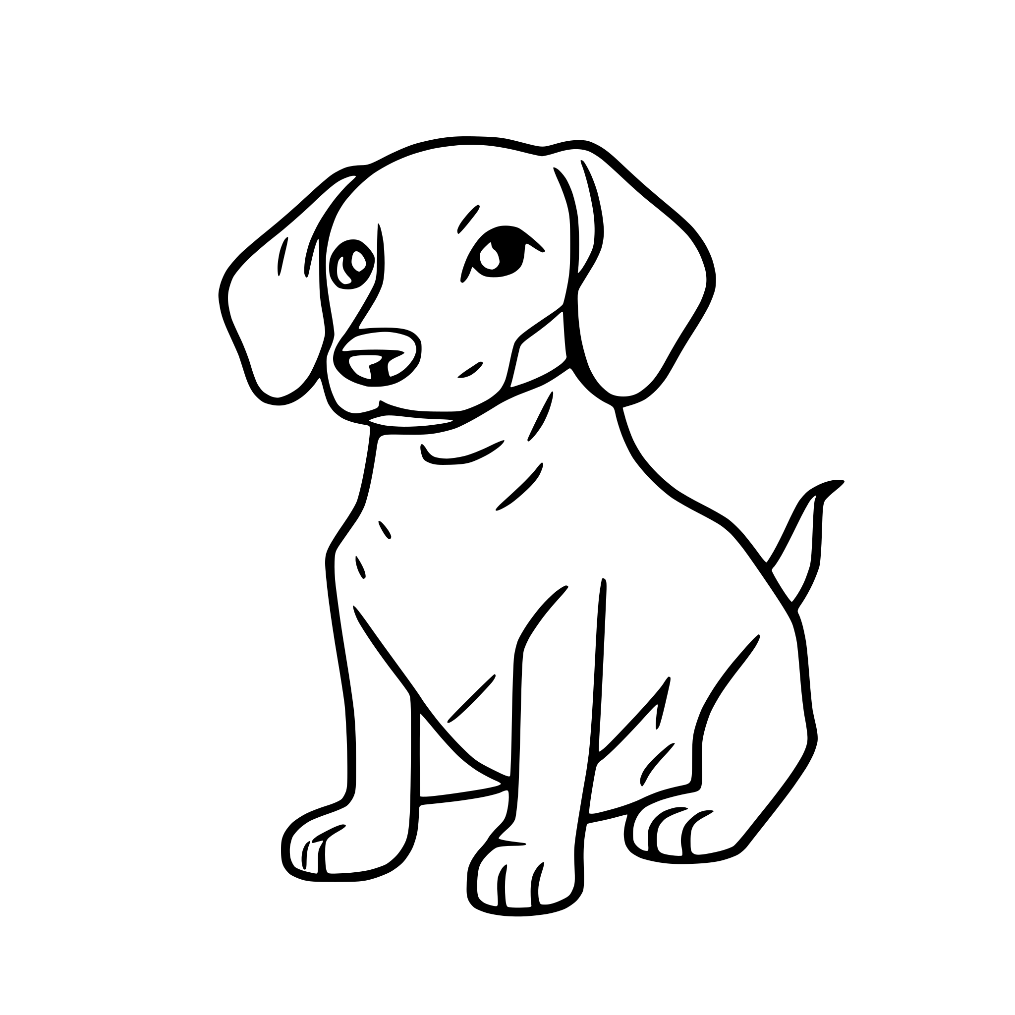 AI-generated SVG of a Single continuous line drawing dachshund