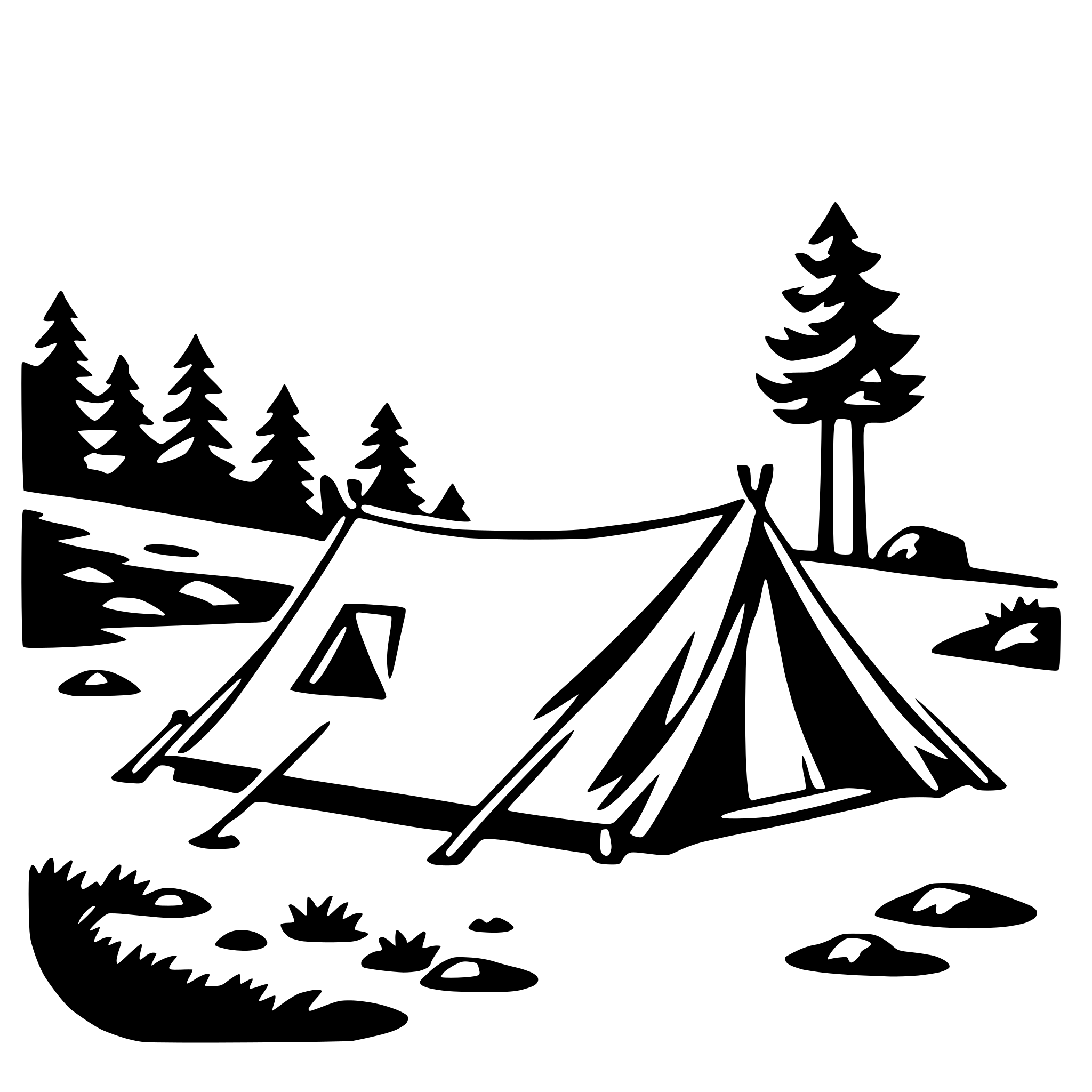 AI-generated SVG of a cliffside tent camping