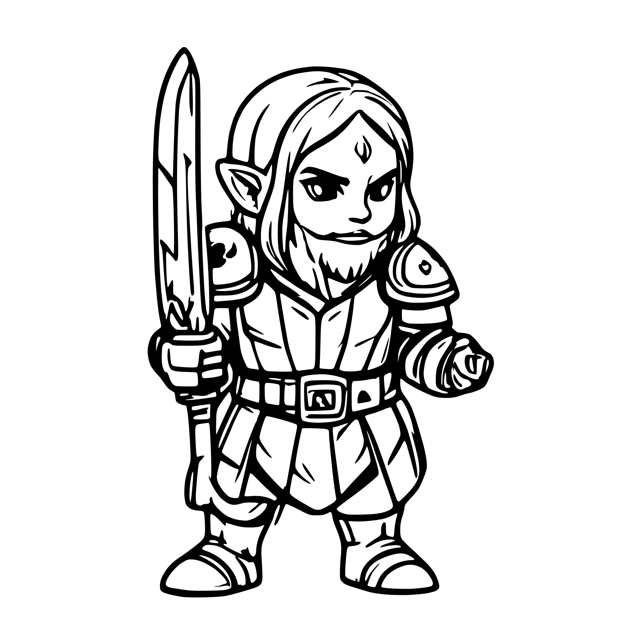 AI-generated SVG of a Gnome paladin from dnd with sword and shield looking badass in full armor