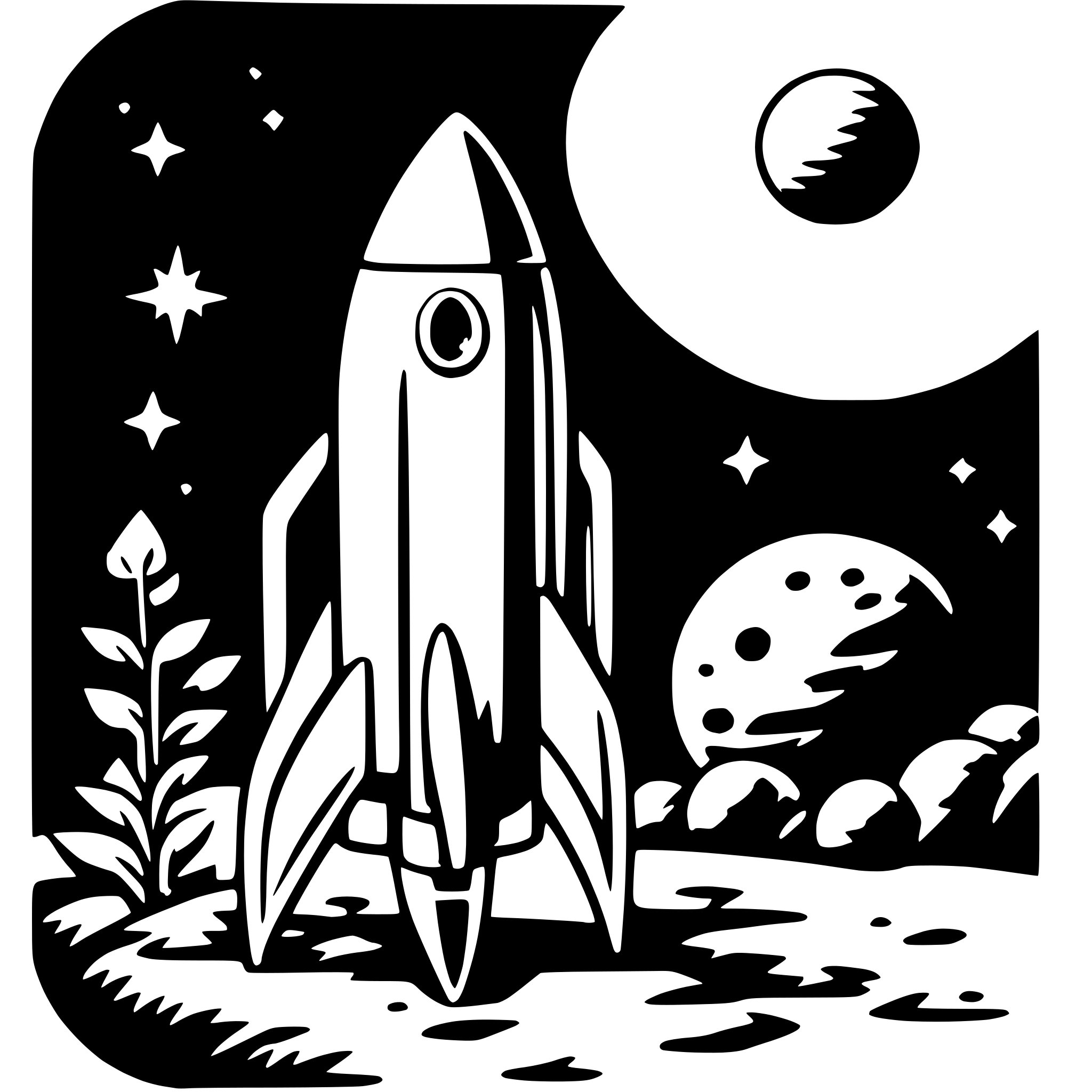 AI-generated SVG of 'rocket and planets'