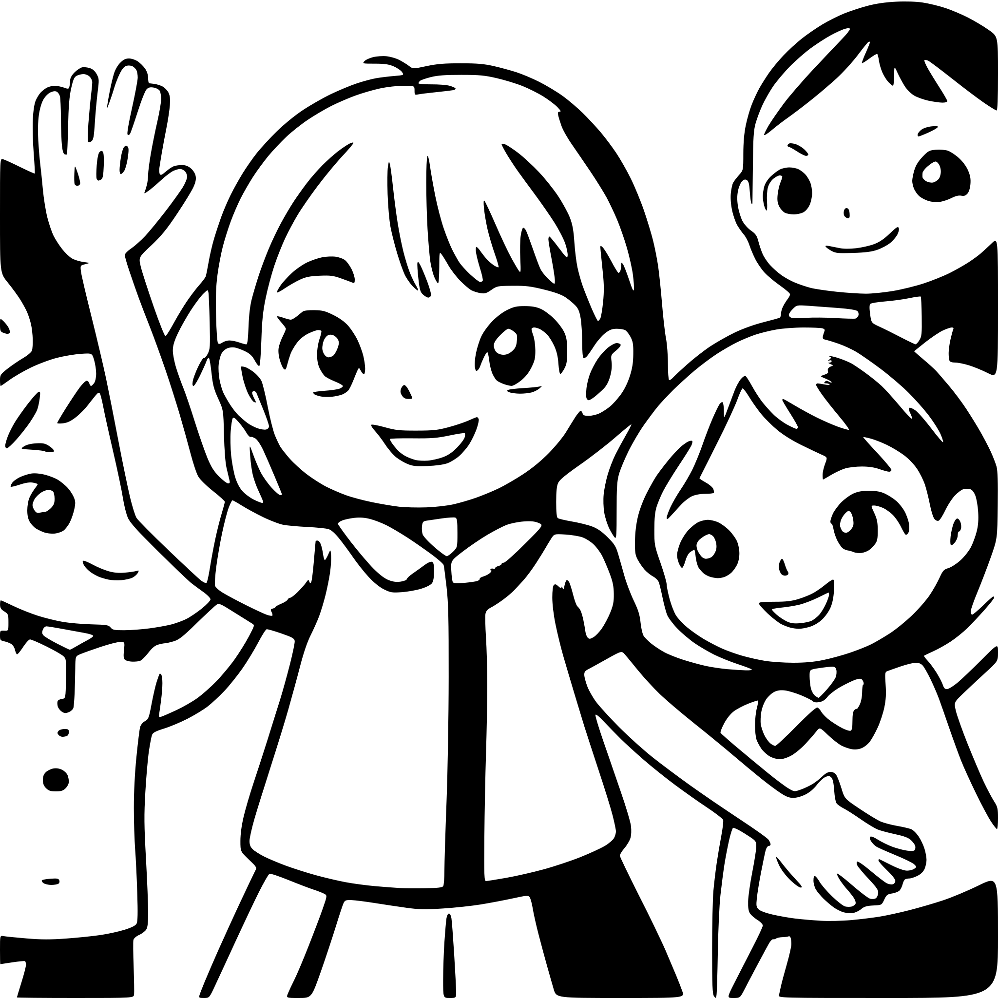 AI-generated SVG of a many childsren who holding on their hands