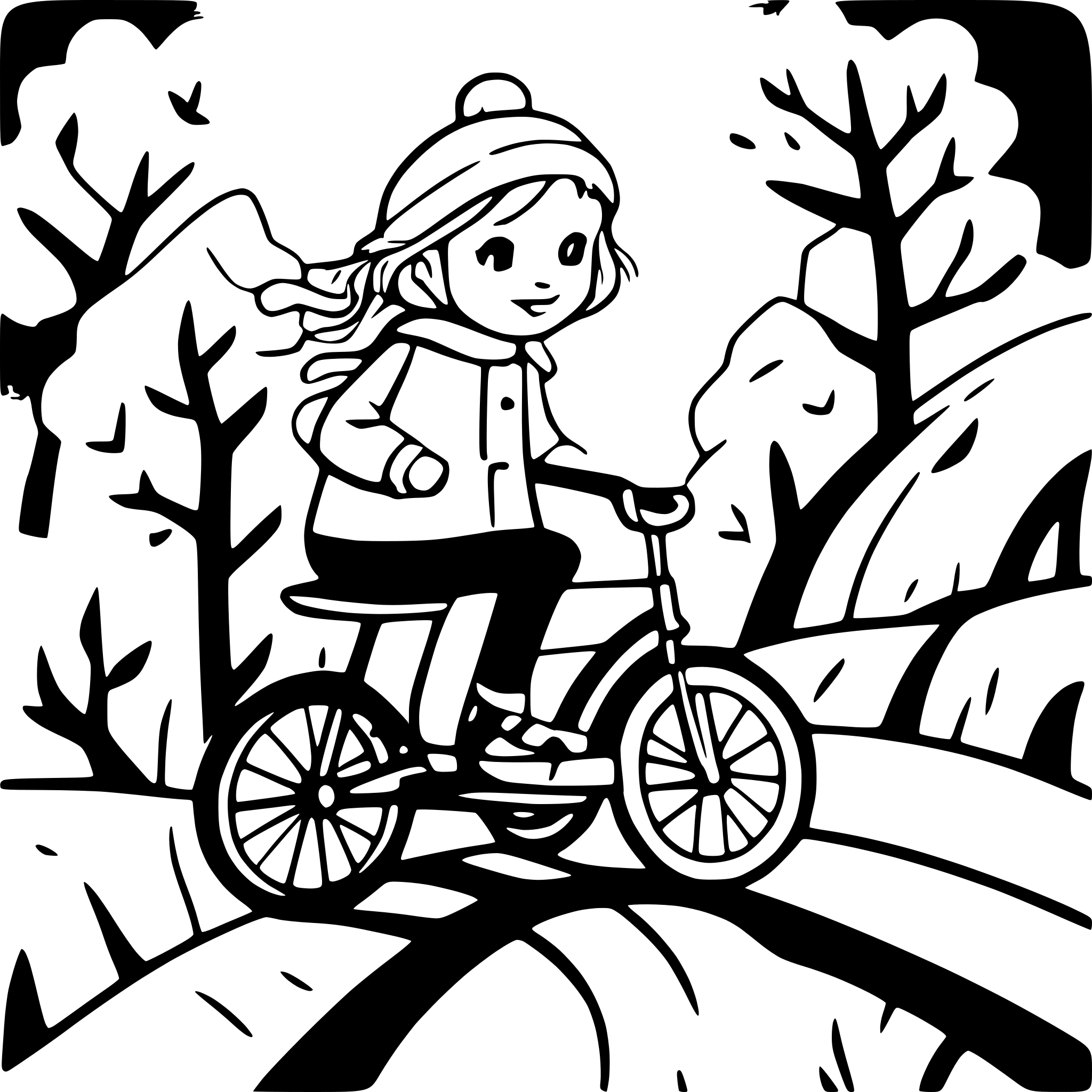 AI-generated SVG of a Children ride down the hill in winter