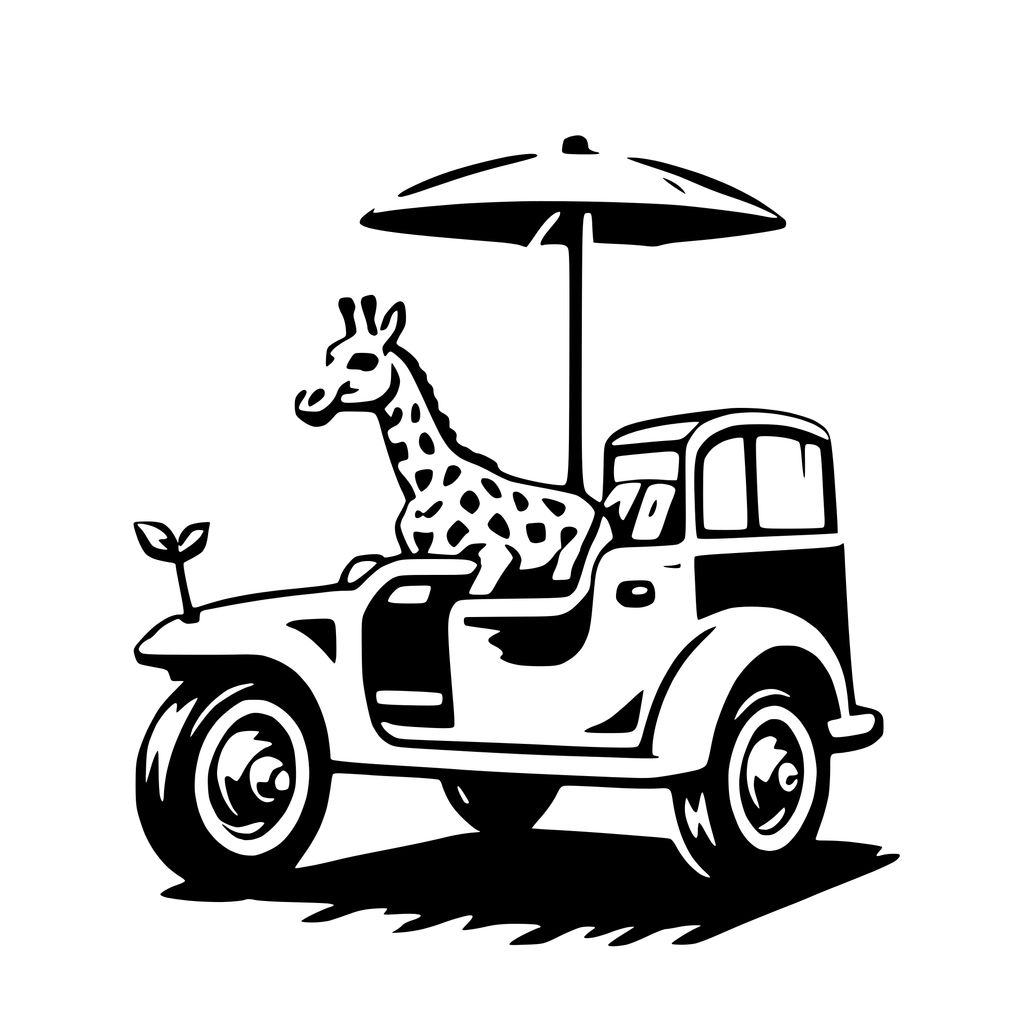 AI-generated SVG of 'giraffe in car'