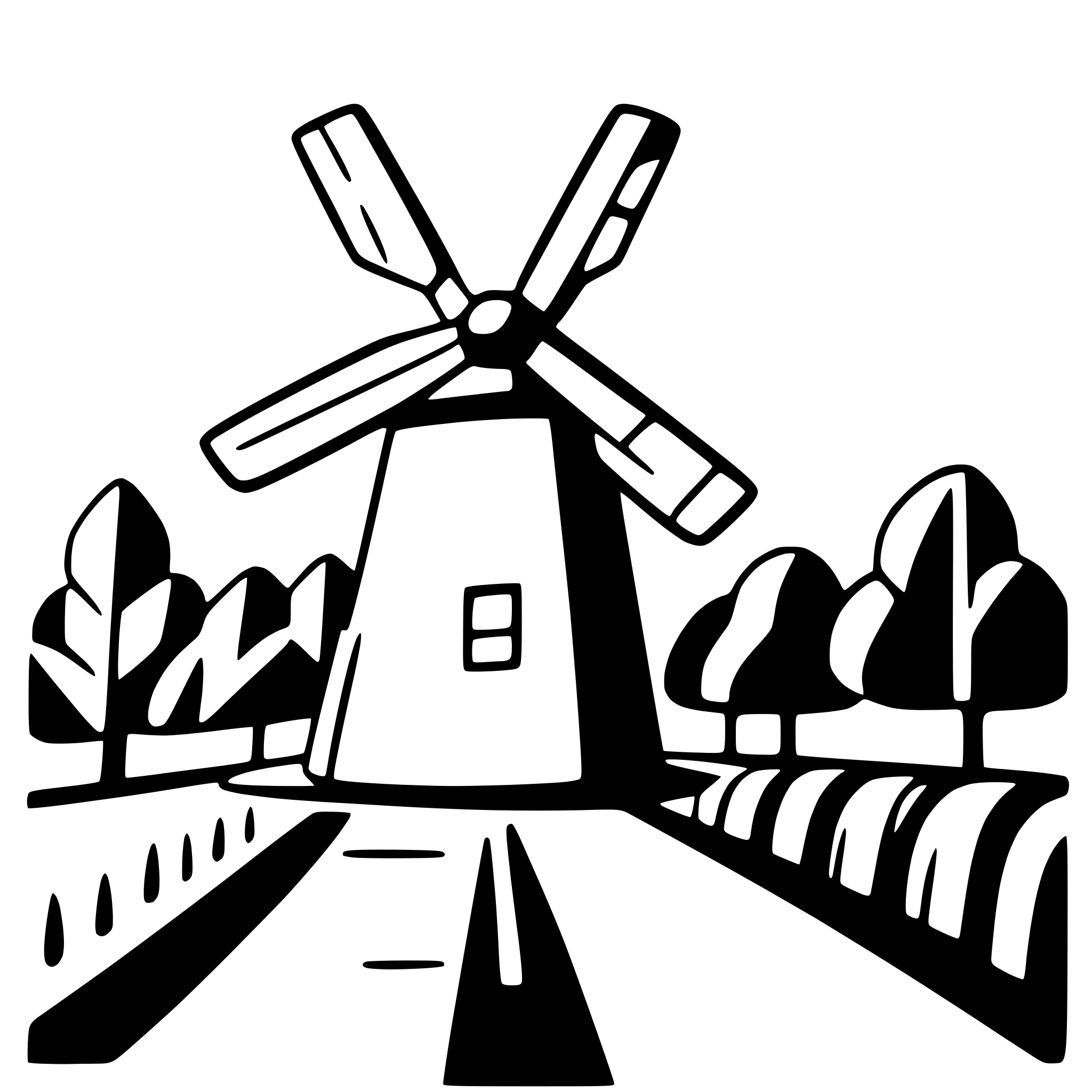 AI-generated SVG of a windmill by tulip fields