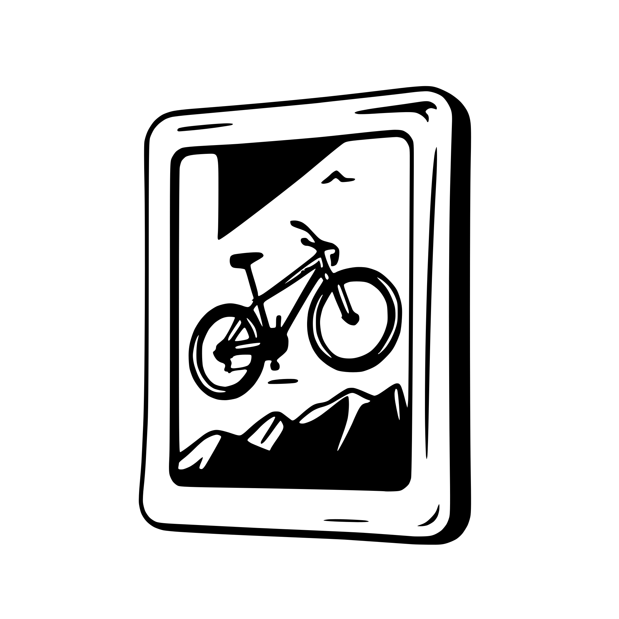 AI-generated SVG of a mountainbike breaking out of a picture frame