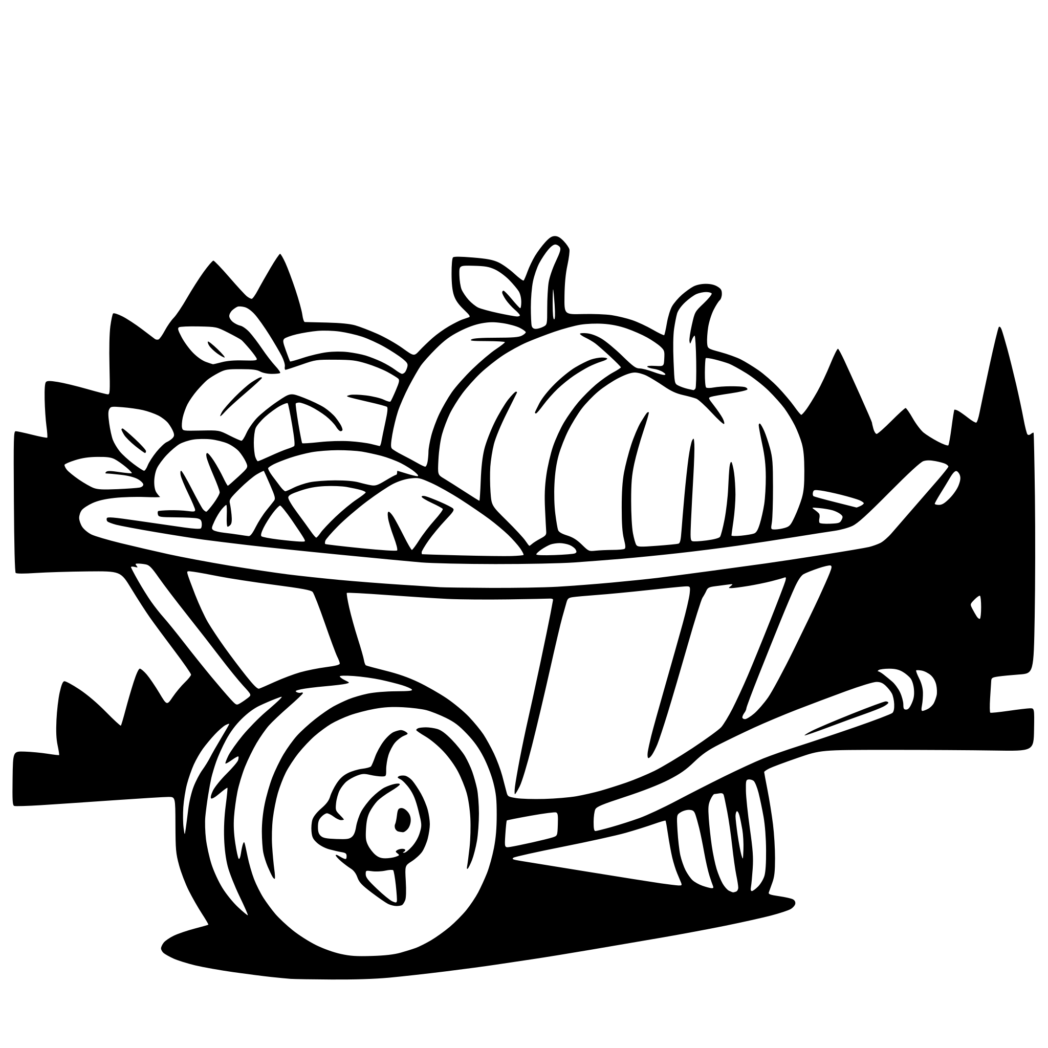 AI-generated SVG of 'Wheelbarrow with pumpkins'