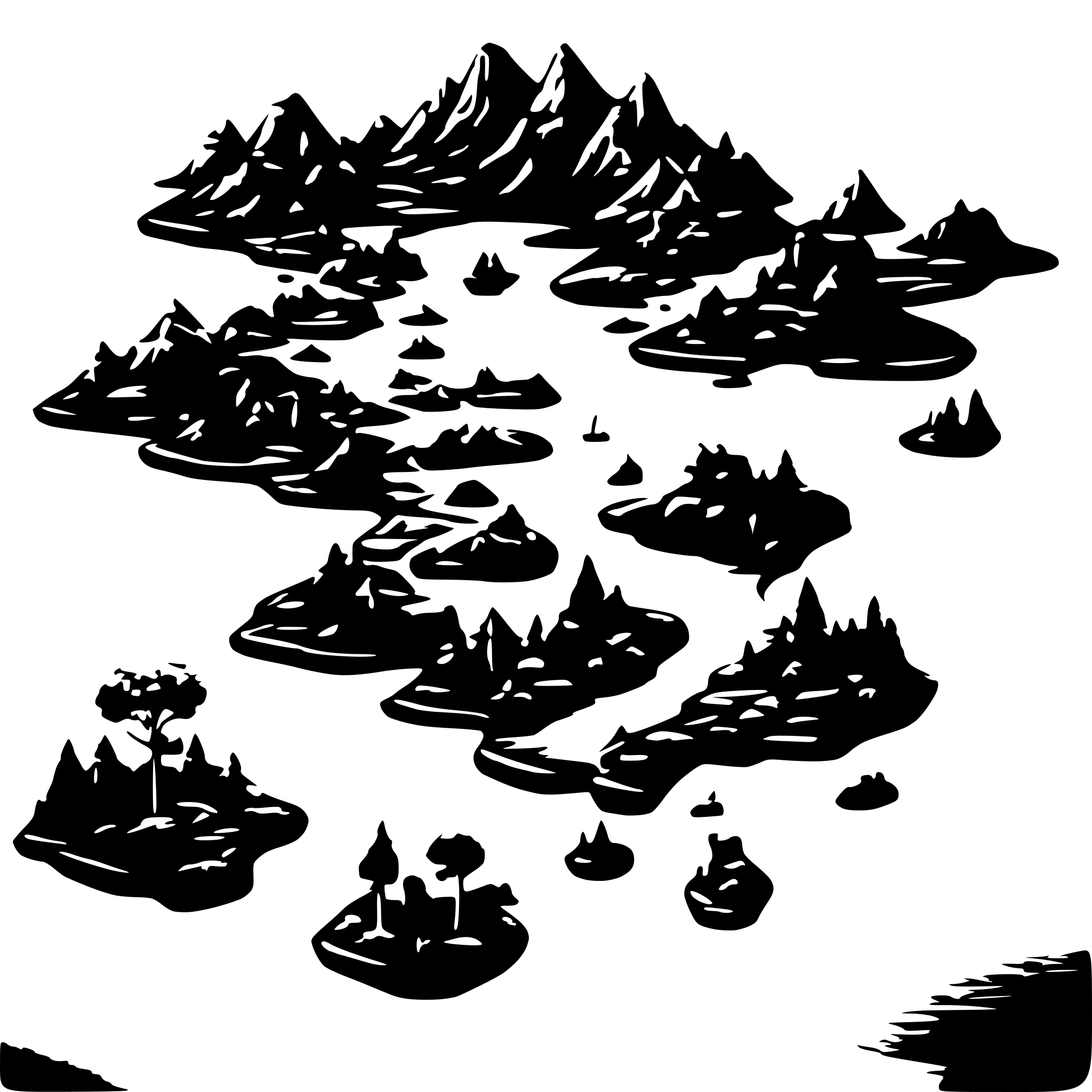 AI-generated SVG of 'Very big map, lot of different sized islands, view from above'