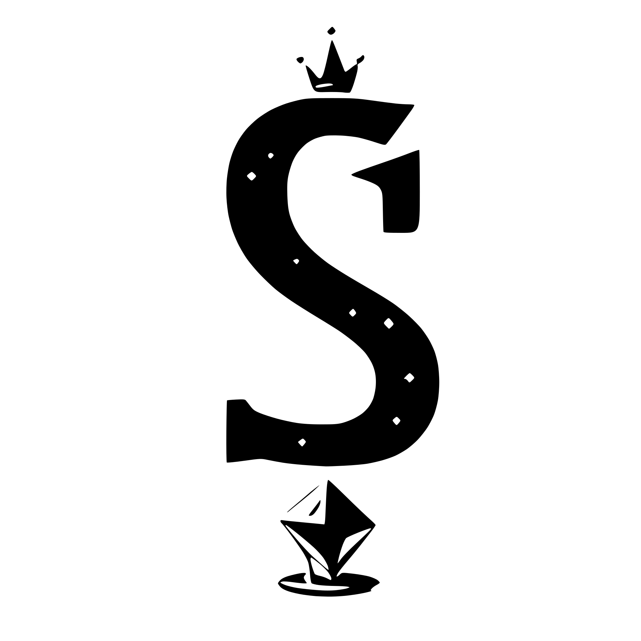 AI-generated SVG of a The letter S, where the outline of the letter is a constellation of 7 points