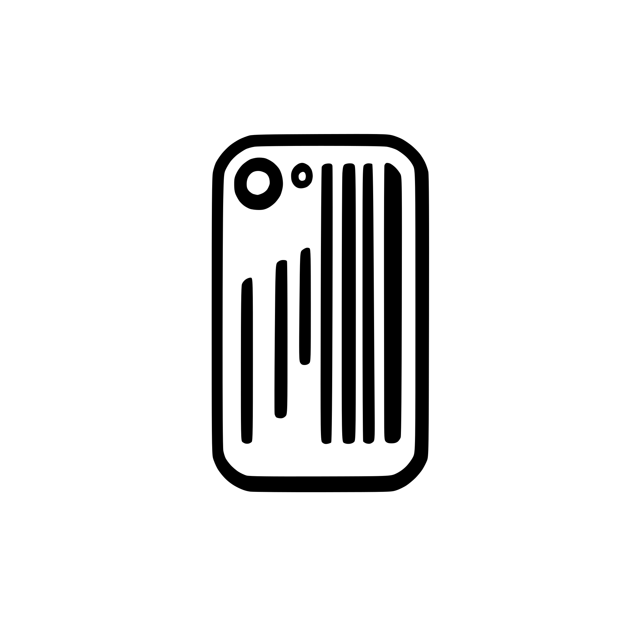 AI-generated SVG of a generate a logo for an phone app which contains a sleek minimalistic bar code