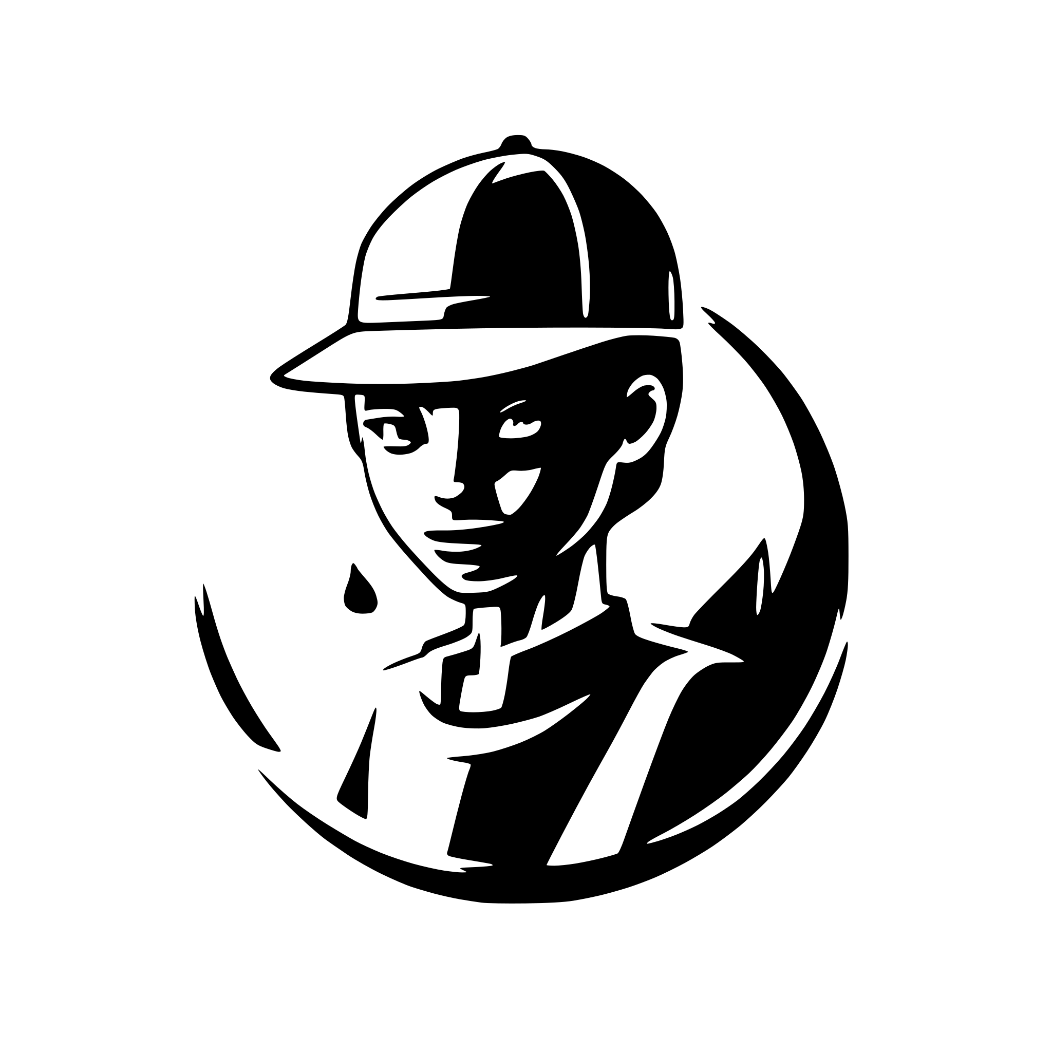 AI-generated SVG of a Hip hop crew hat logo black simplified