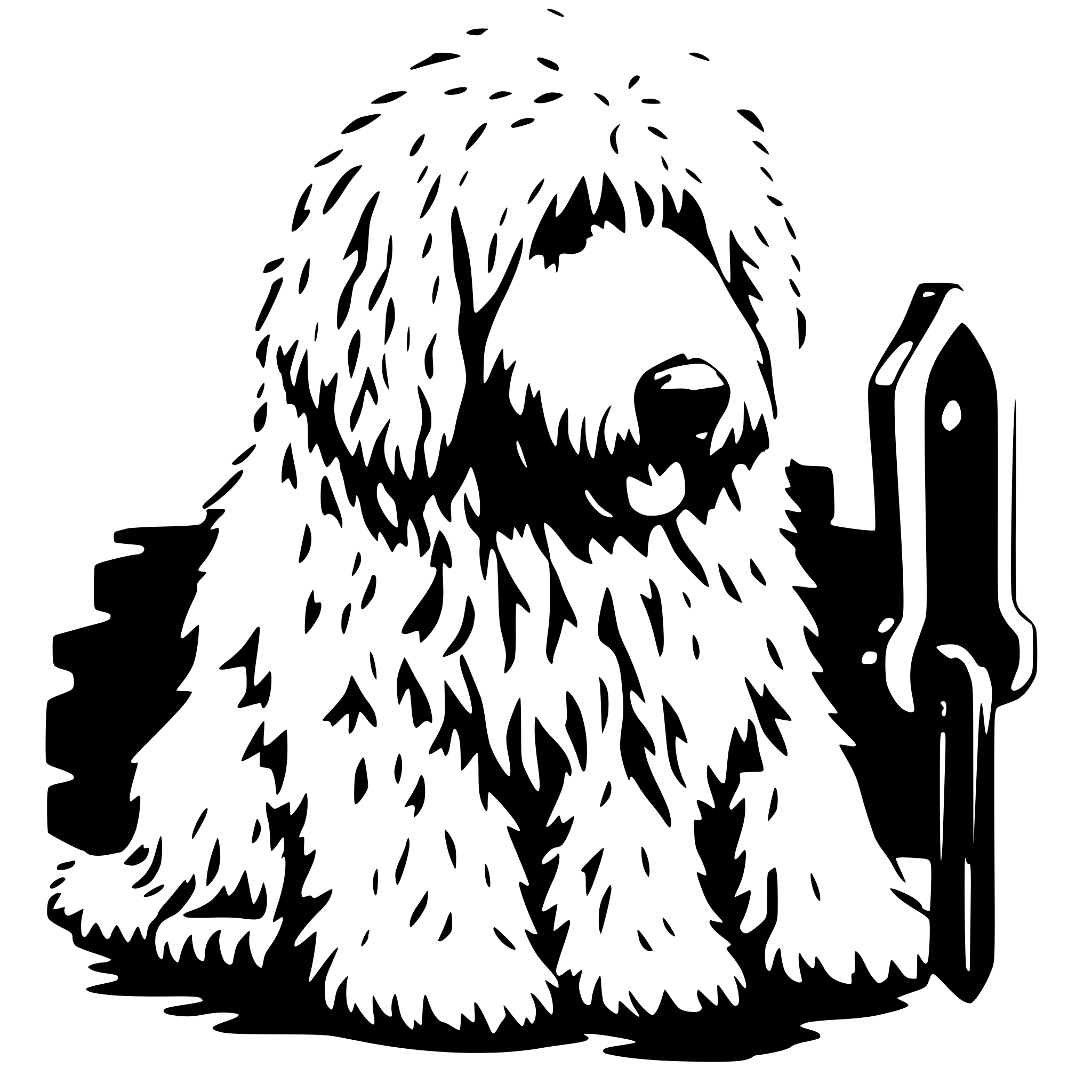AI-generated SVG of 'Komondor holding a key'