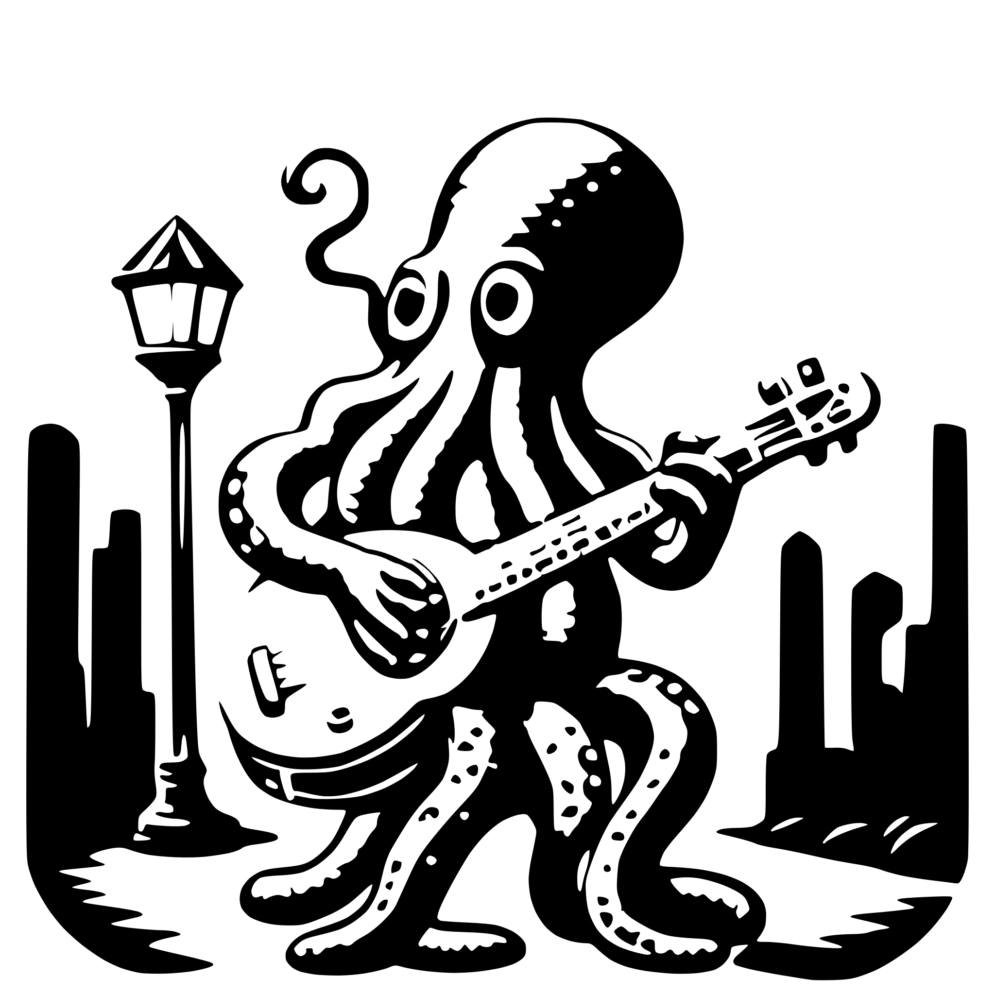 AI-generated SVG of 'octopus playing banjo'