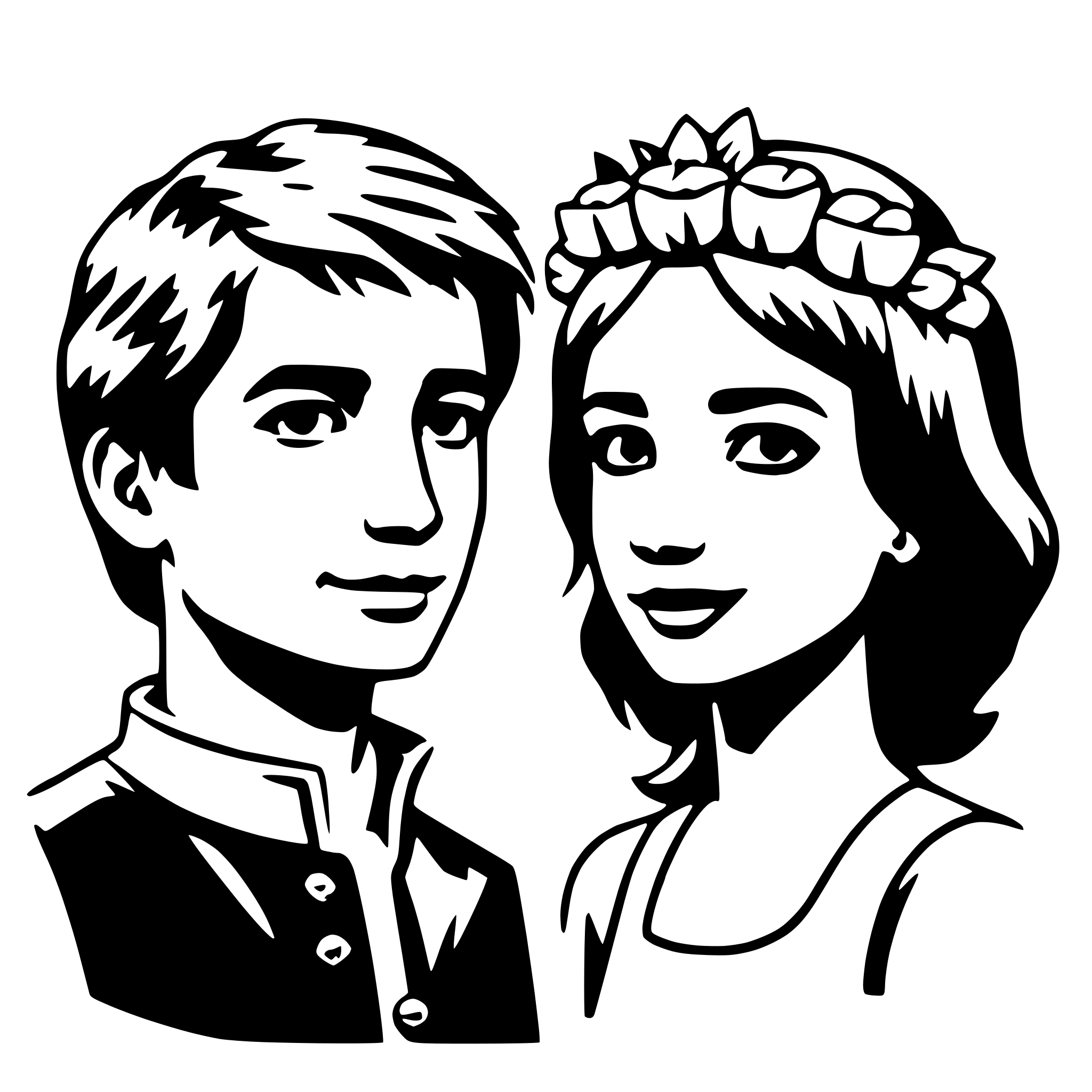 AI-generated SVG of 'flower crown couple'