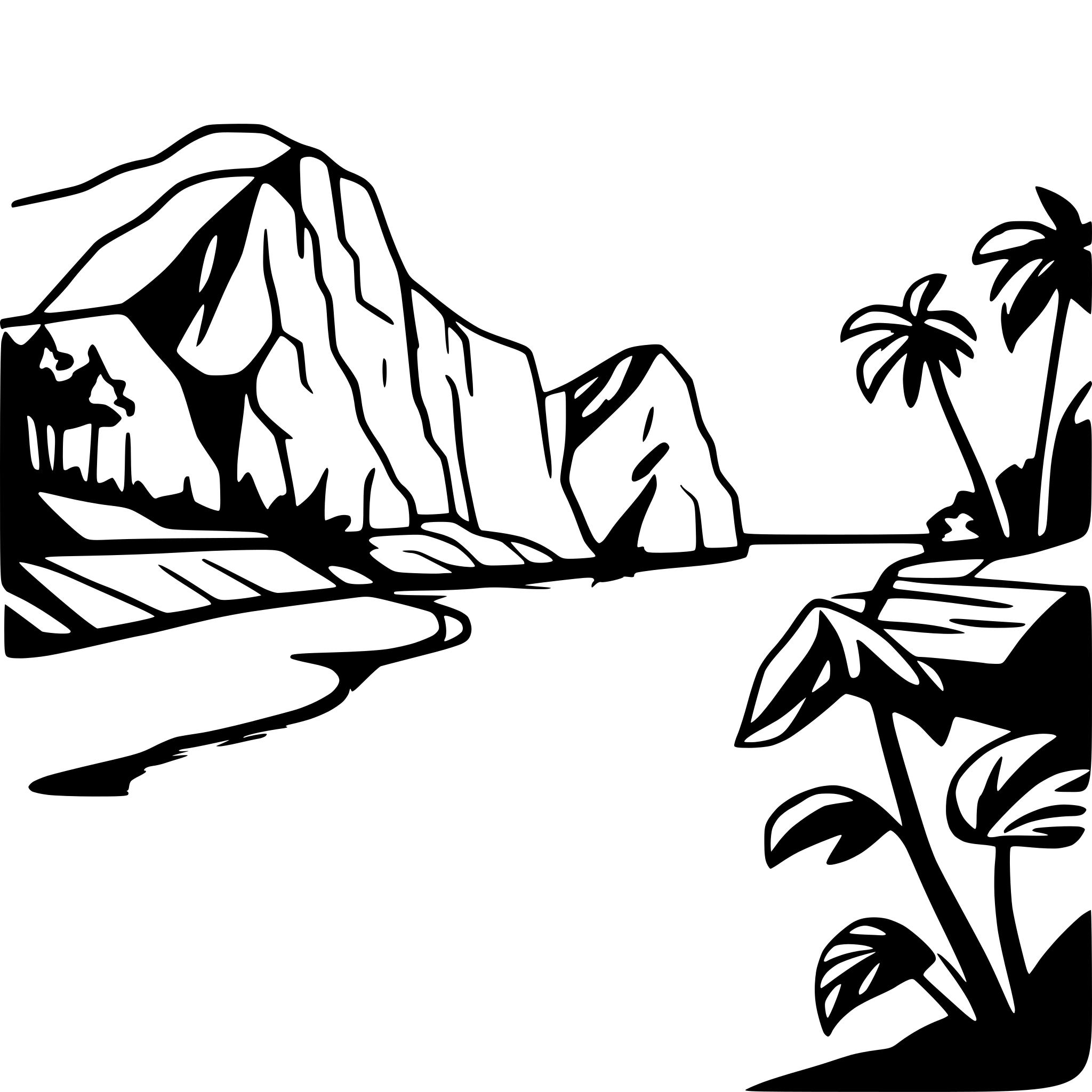 AI-generated SVG of a line art svg quaint cove with cliff on the left side