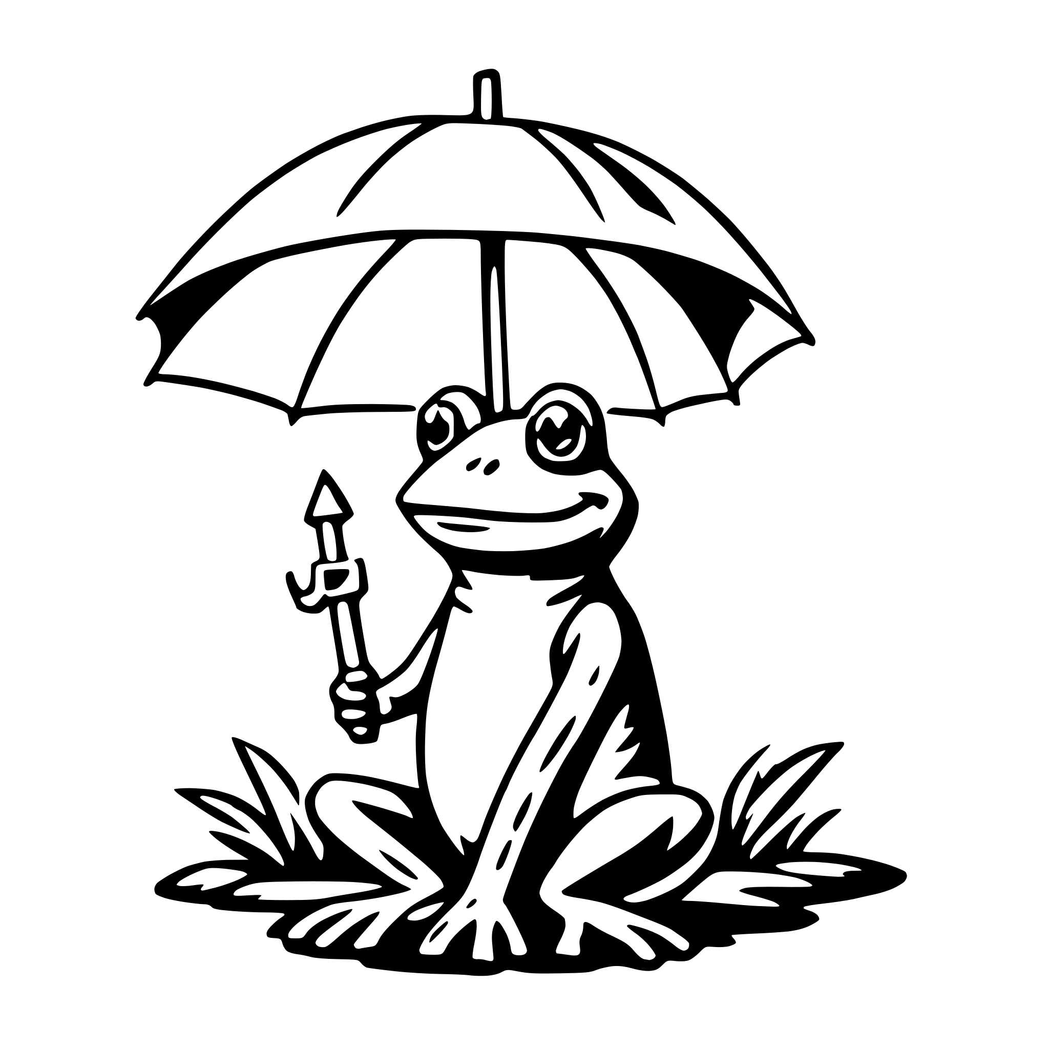 AI-generated SVG of 'frog with umbrella'