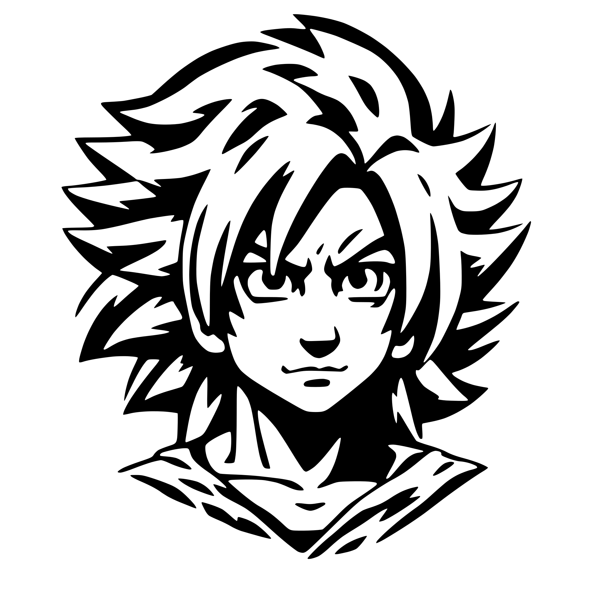 AI-generated SVG of a goku's hair simple vector stencil