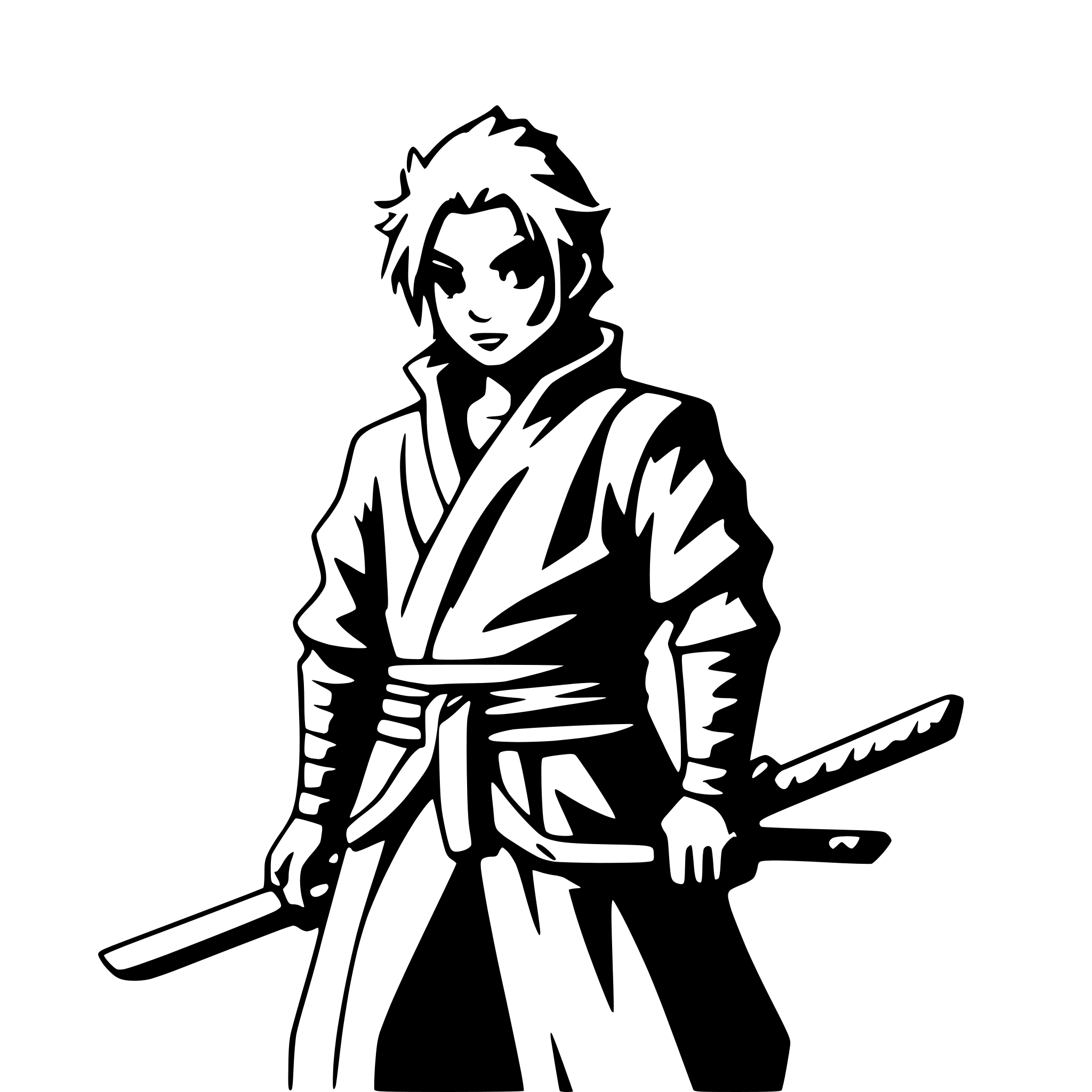 AI-generated SVG of a samurai with fire aura