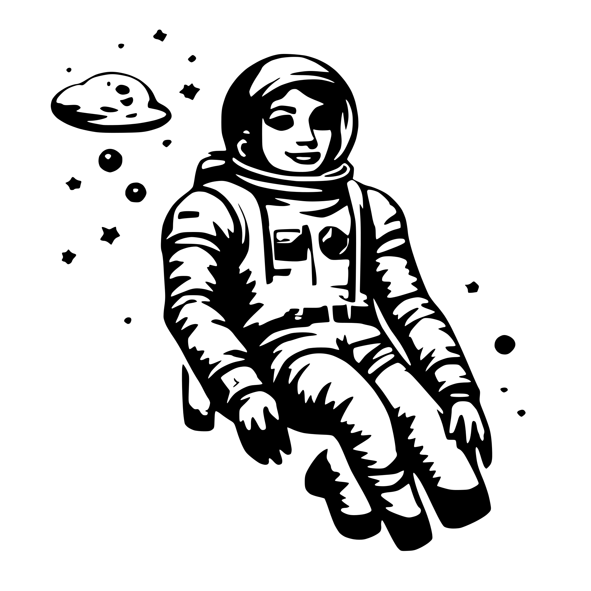 AI-generated SVG of a astronaut floating between stars