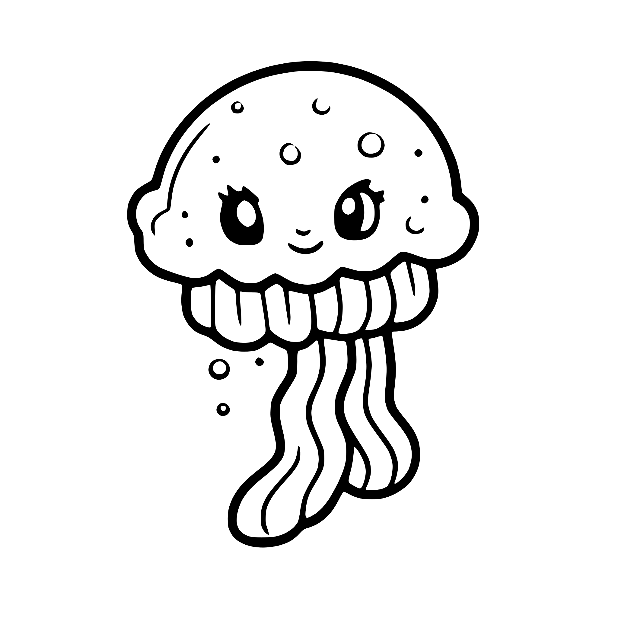AI-generated SVG of a a rainbow-colored jellyfish