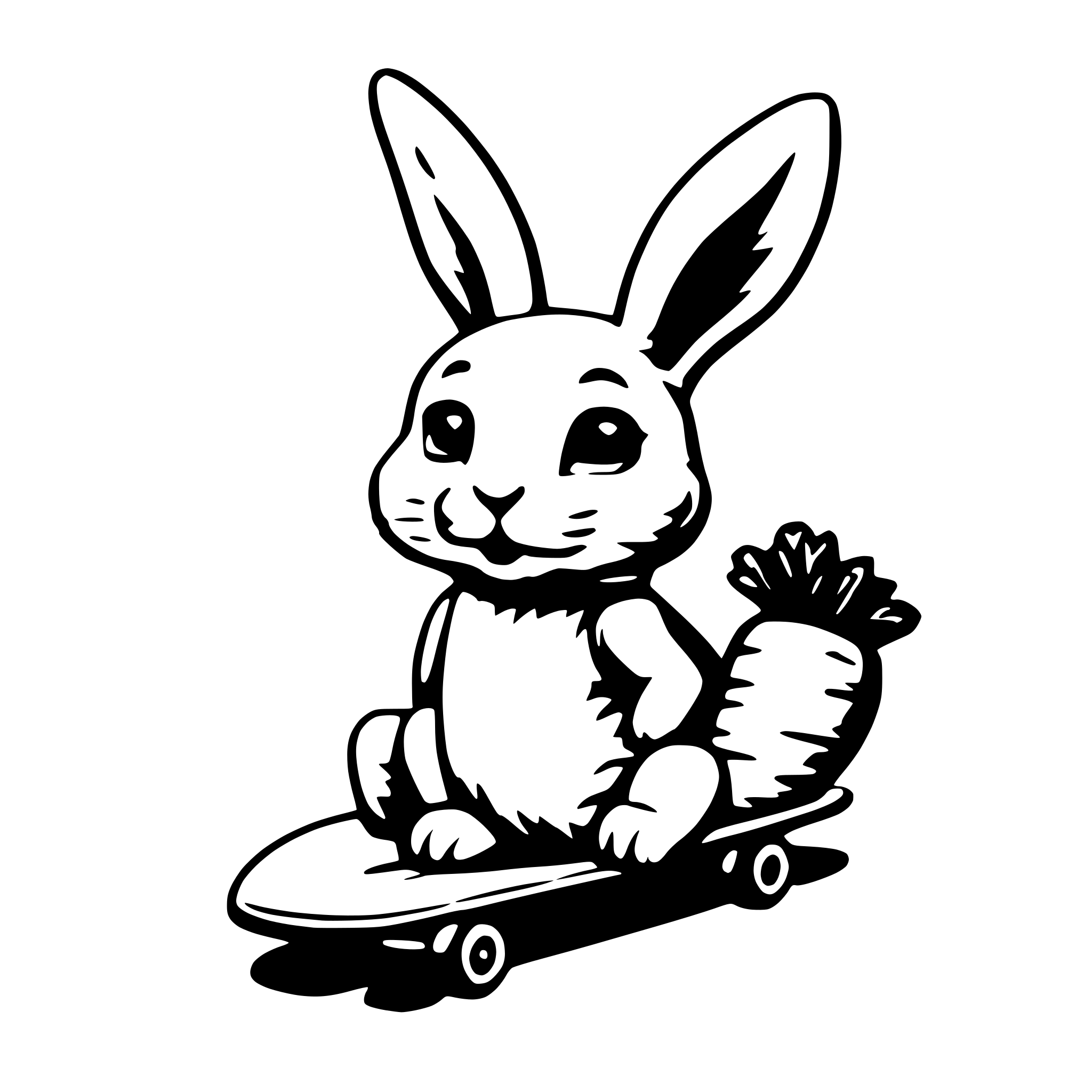 AI-generated SVG of a cute bunny on carrot skateboard