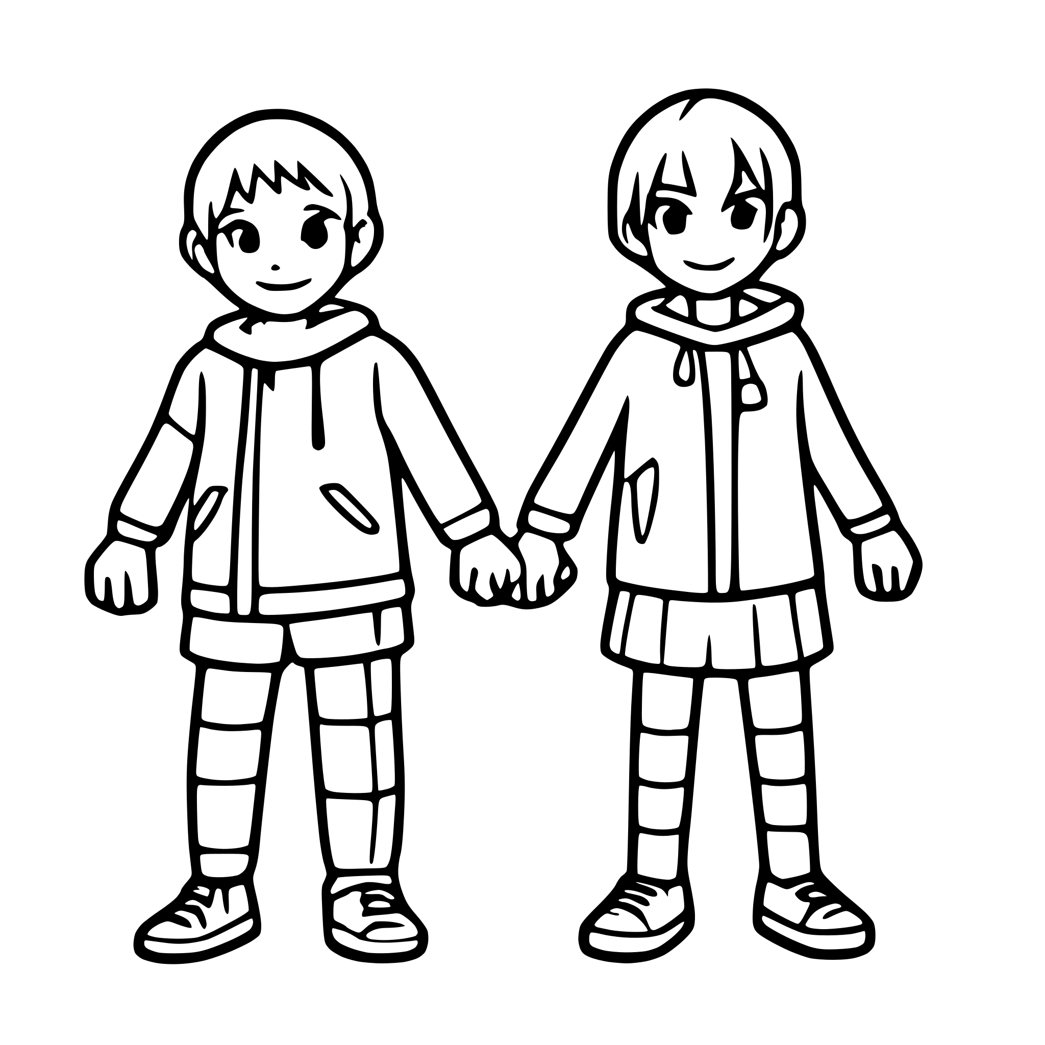 AI-generated SVG of a boys forming a line and holding hands